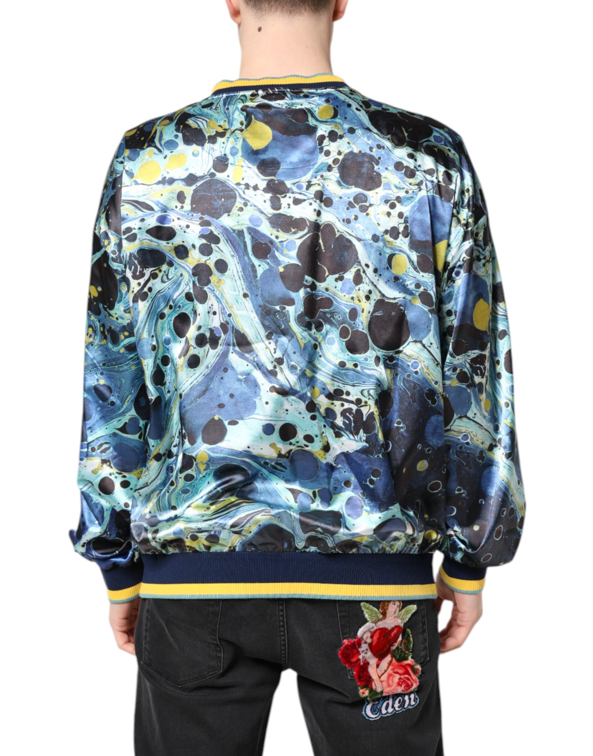 Multicolor Marble Print Men Pullover Sweater