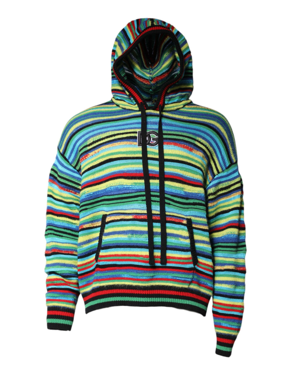 Multicolor Cotton Hooded Pullover Sweater
