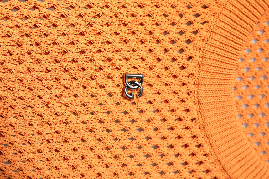 Orange Cashmere Round Neck Sleeveless T-shirt