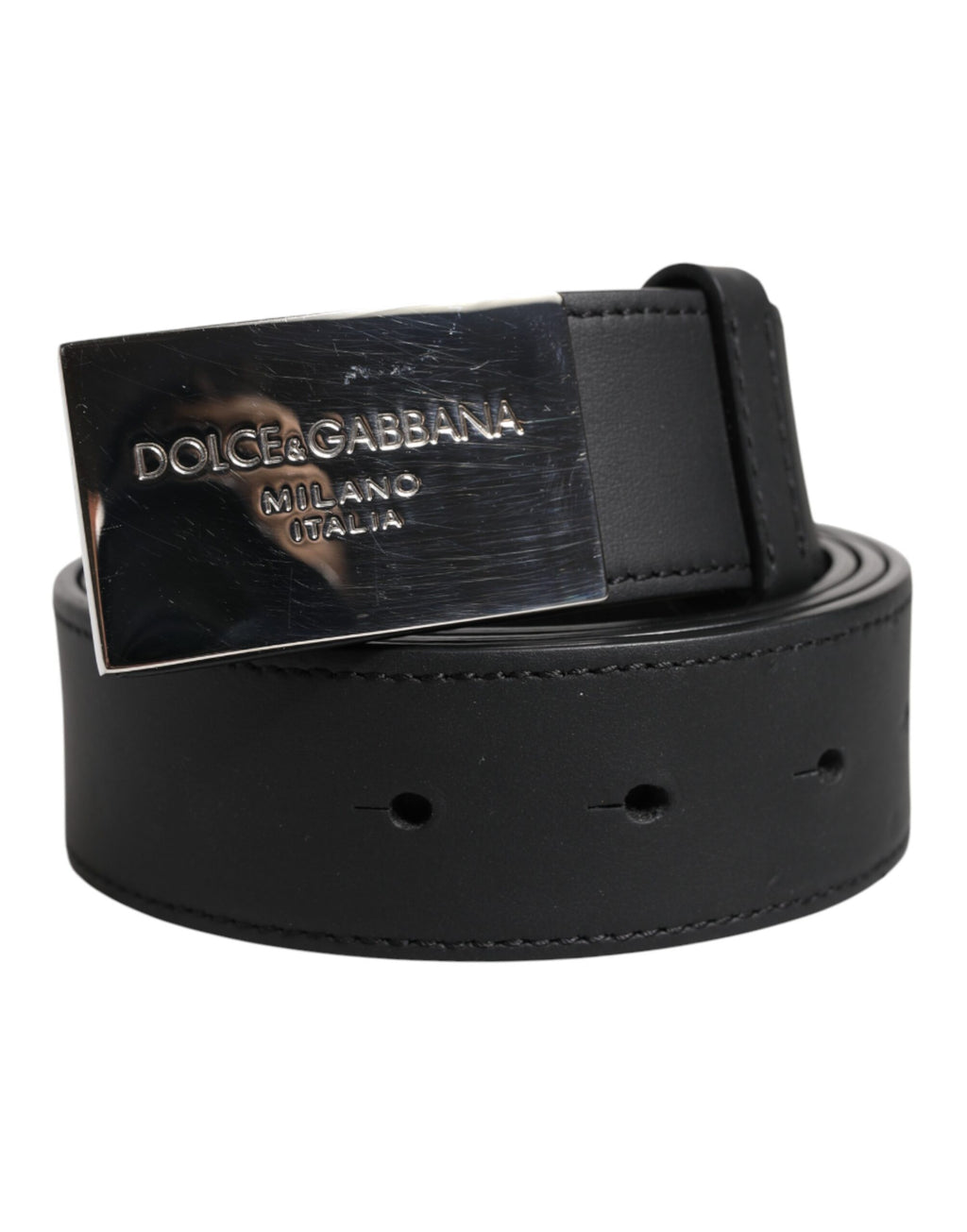 Black Classic Silver Metal Logo Buckle Belt