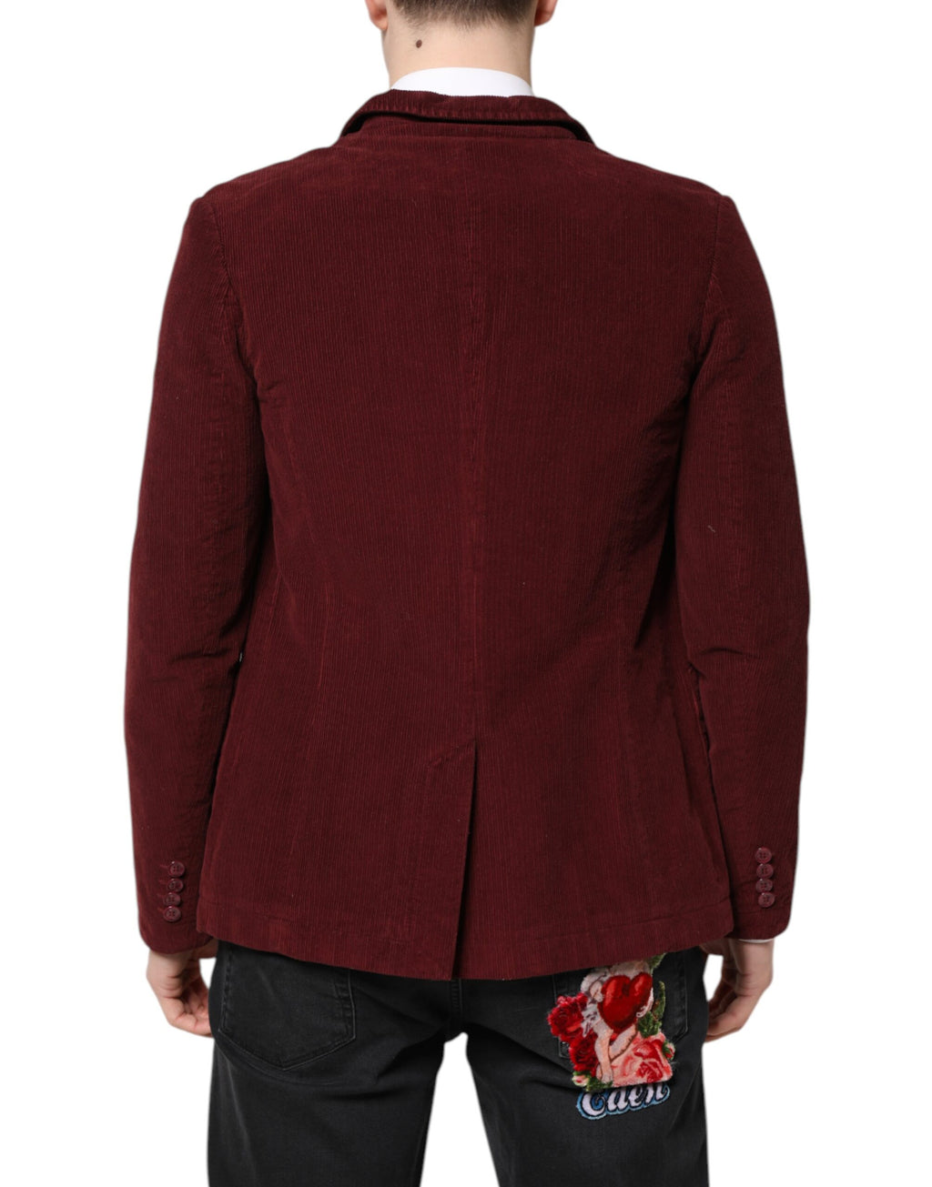 Maroon Corduroy Regular Fit Men Coat Blazer Jacket