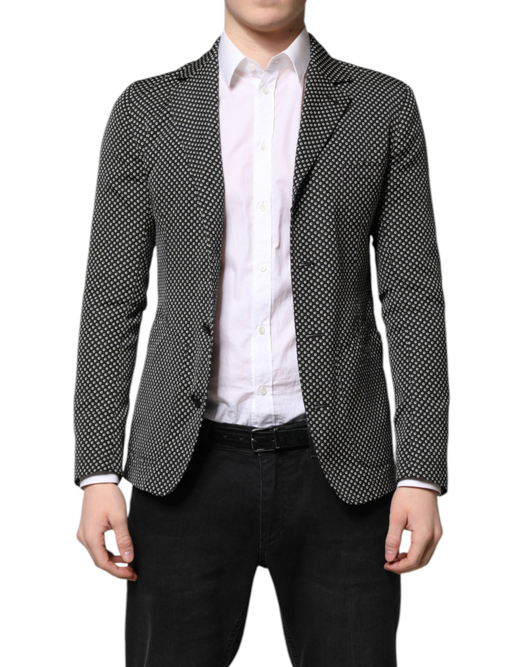 Black White Patterned Men Suit Coat Blazer