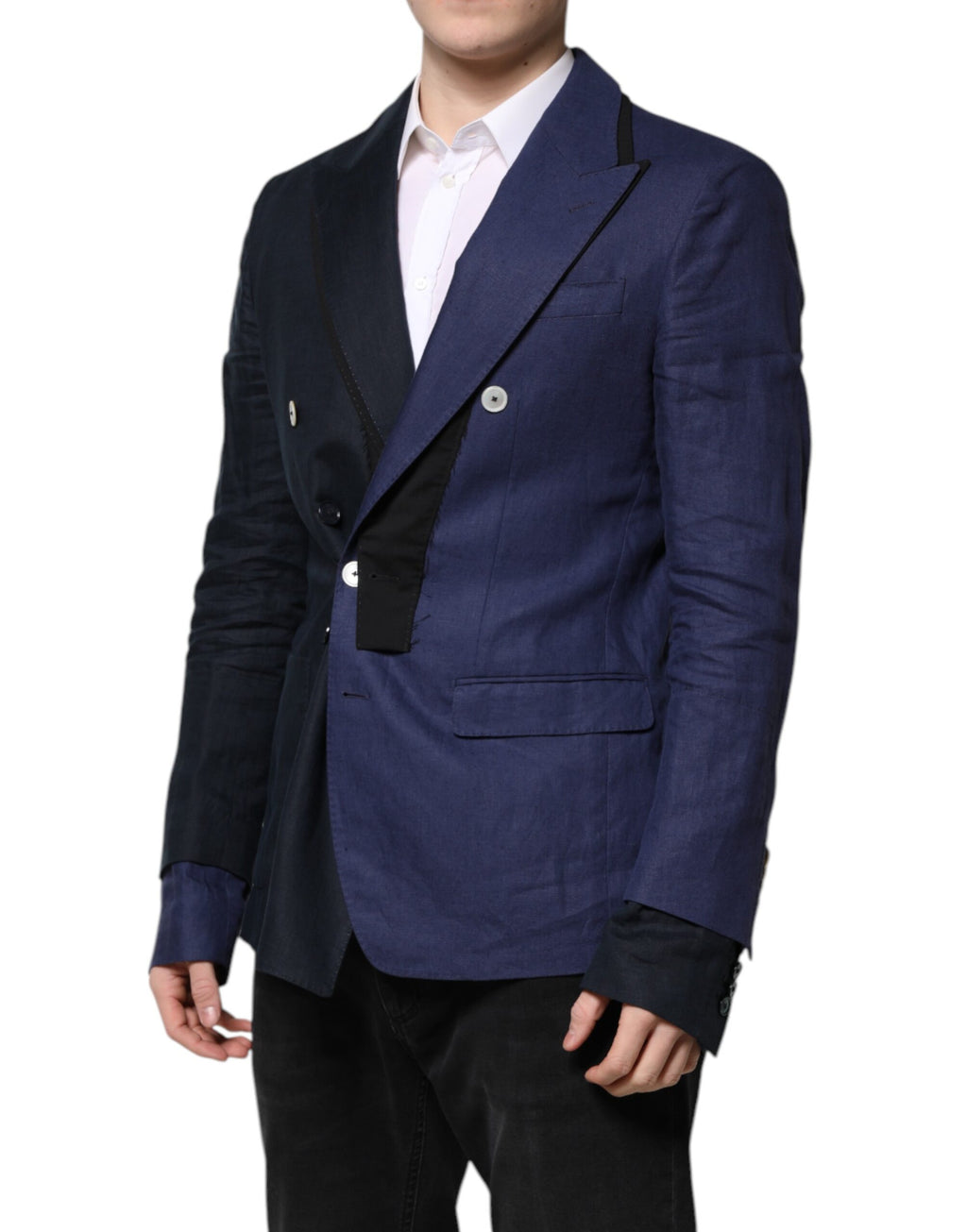 Navy Blue Double Breasted Suit Coat Blazer