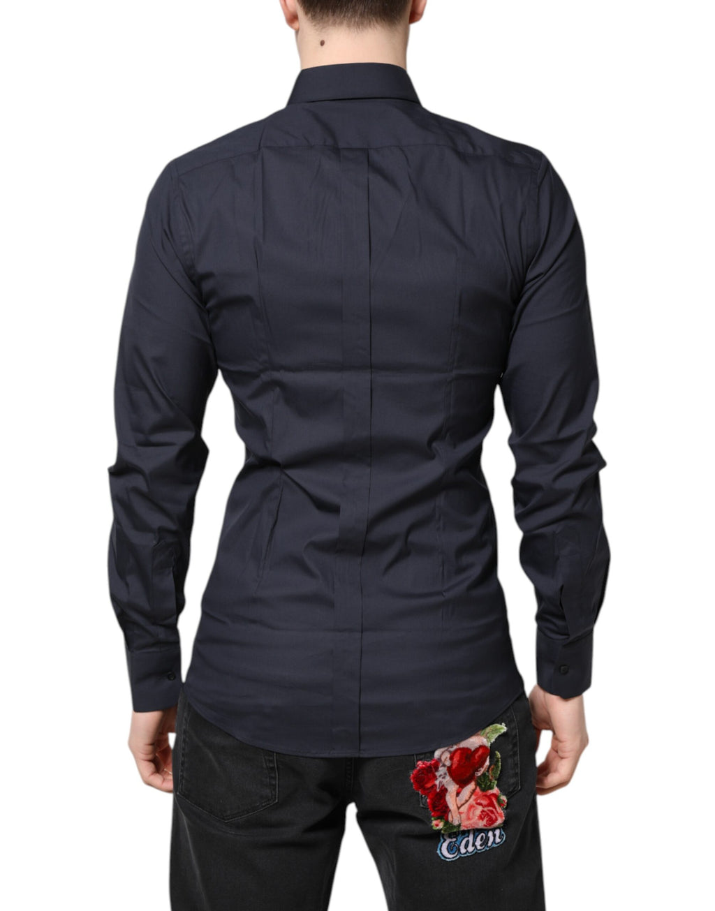 Dark Blue GOLD Cotton Dress Formal Shirt