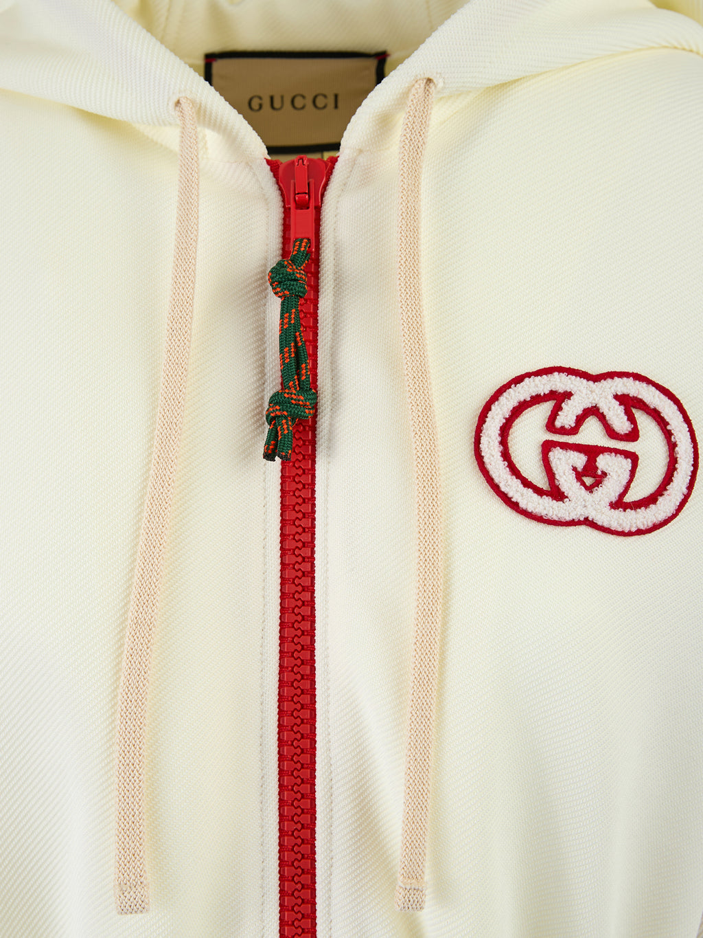 Cream Polyester Hooded Logo Sweatsuit