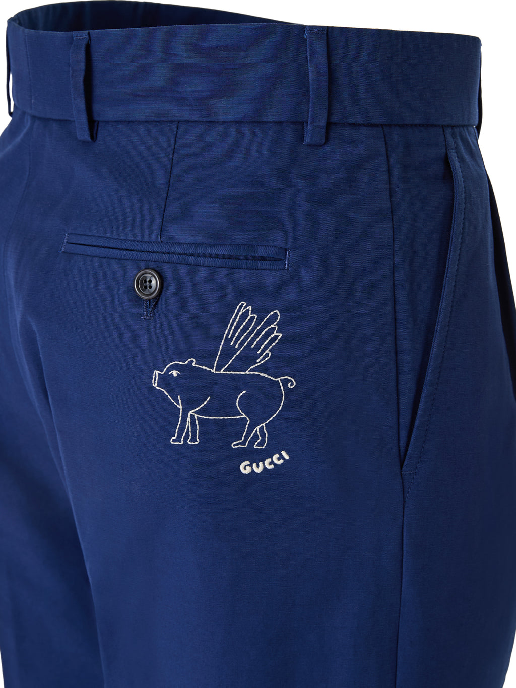 Blue Classic Cotton Pants