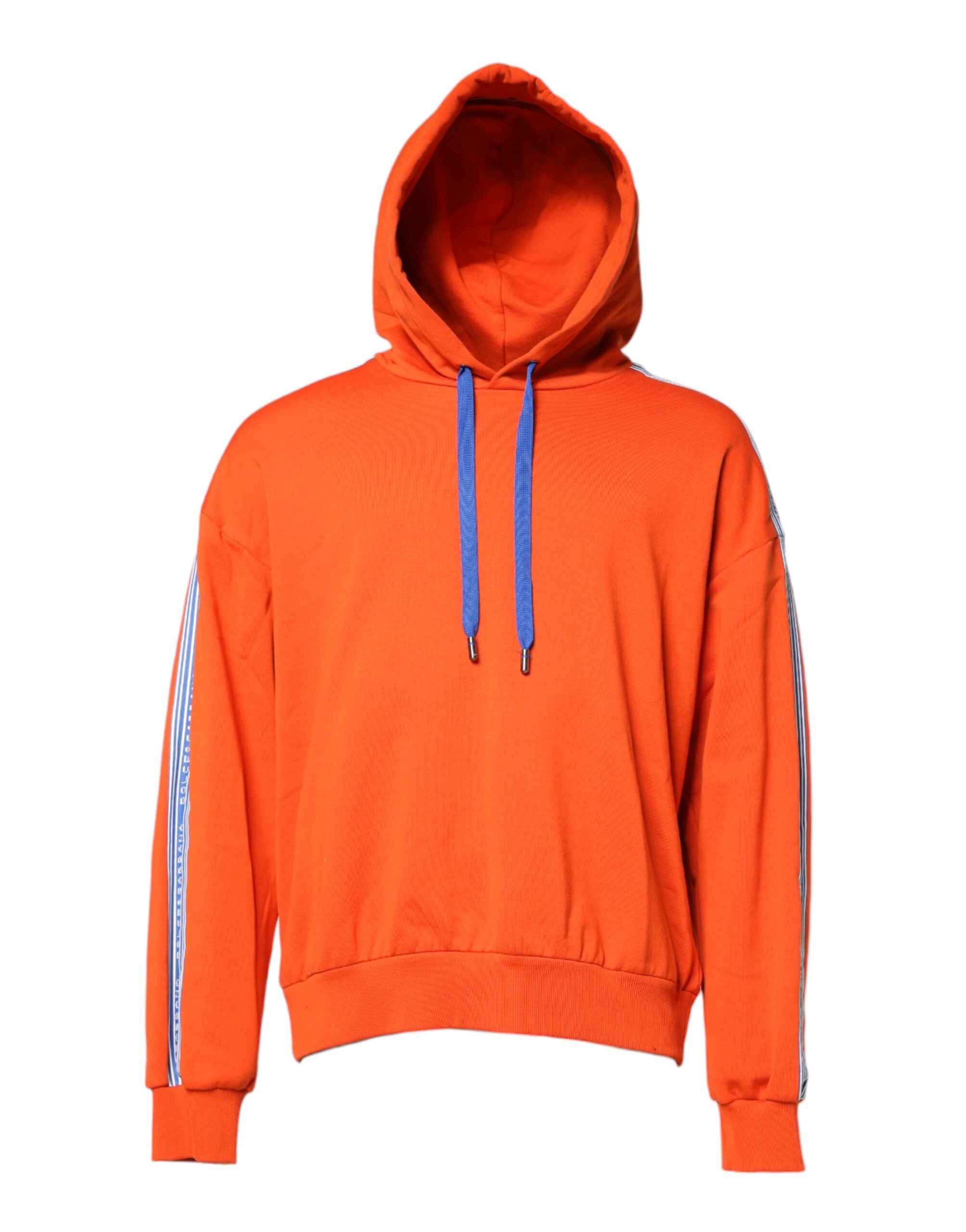 Orange Cotton Hooded Men Sweatshirt Sweater