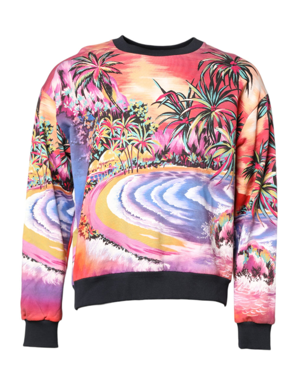 Multicolor Print Crew Neck Pullover Sweater