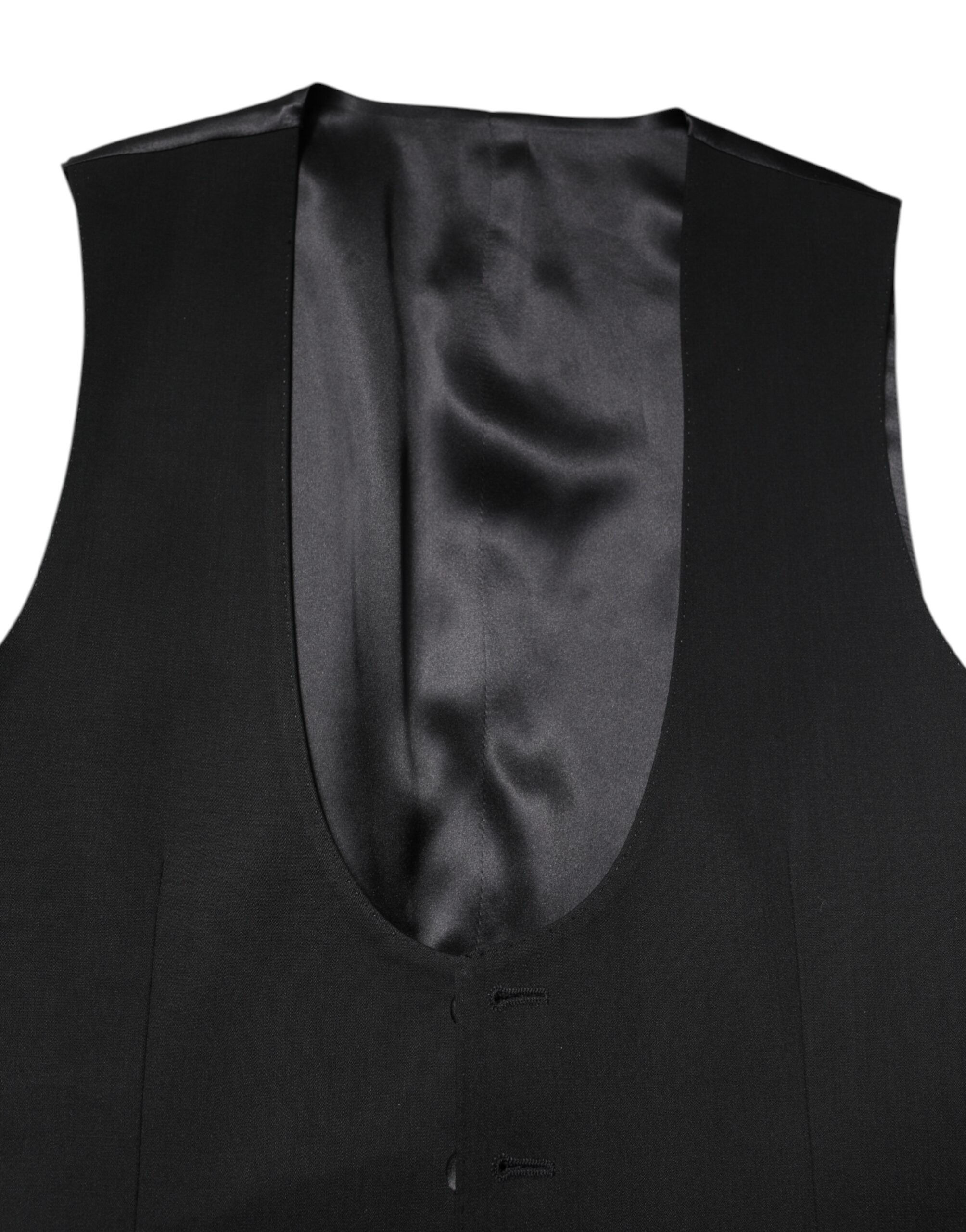 Black Wool Waistcoat Dress Formal Vest