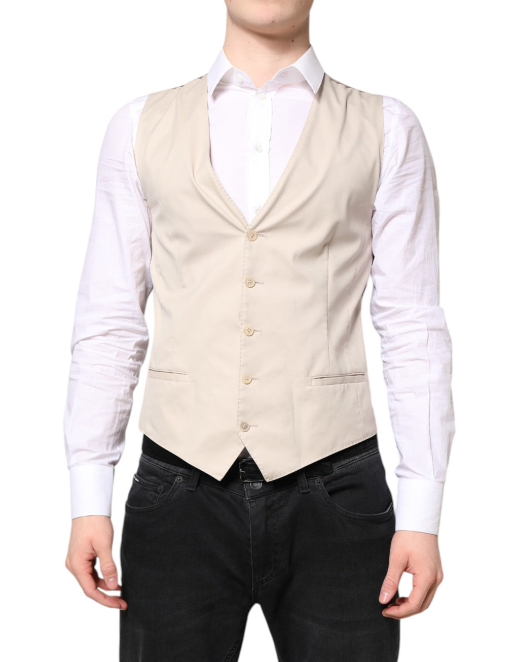 Beige Gray Dress Men Formal Waistcoat Vest