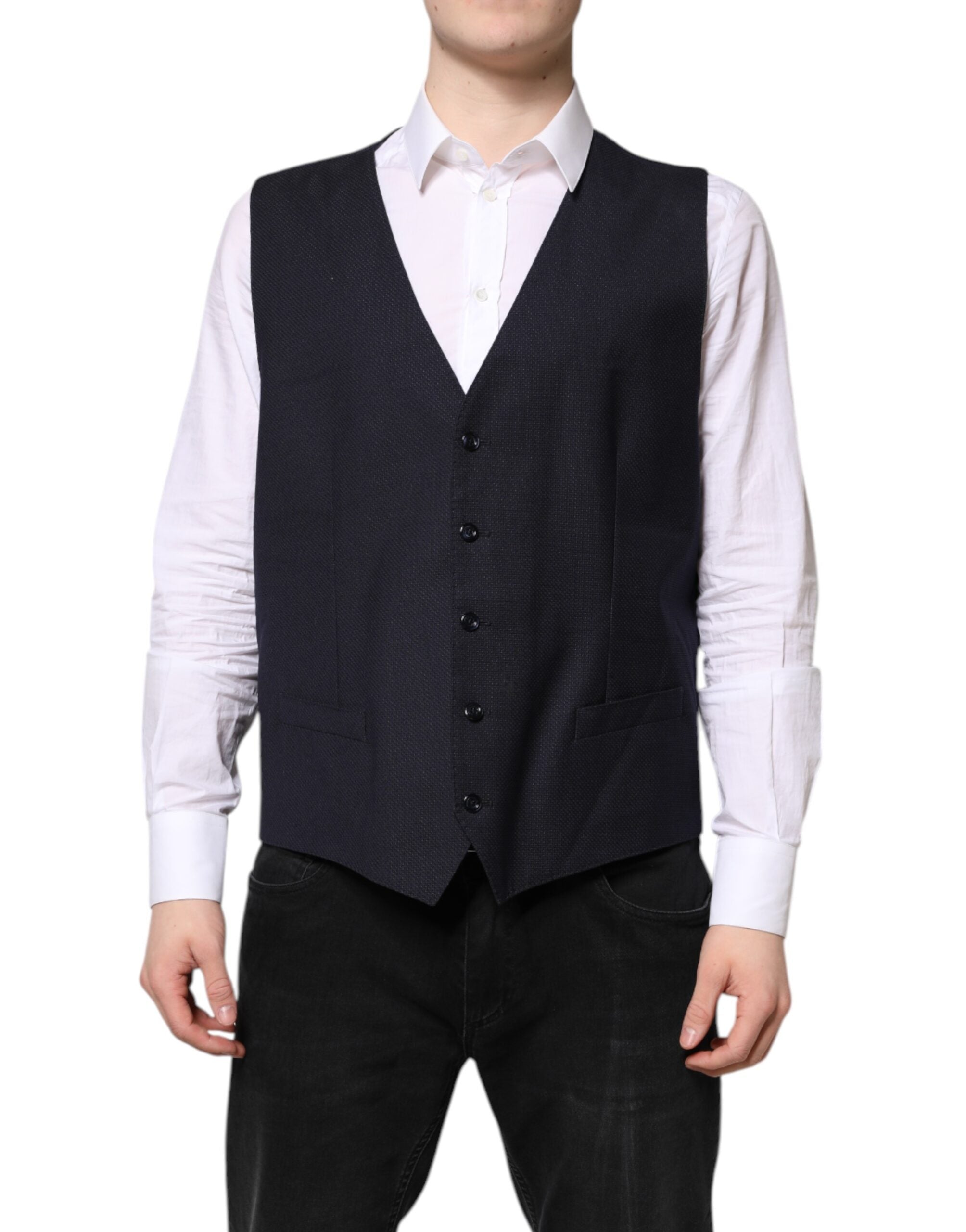 Black Wool Waistcoat Dress Formal Vest
