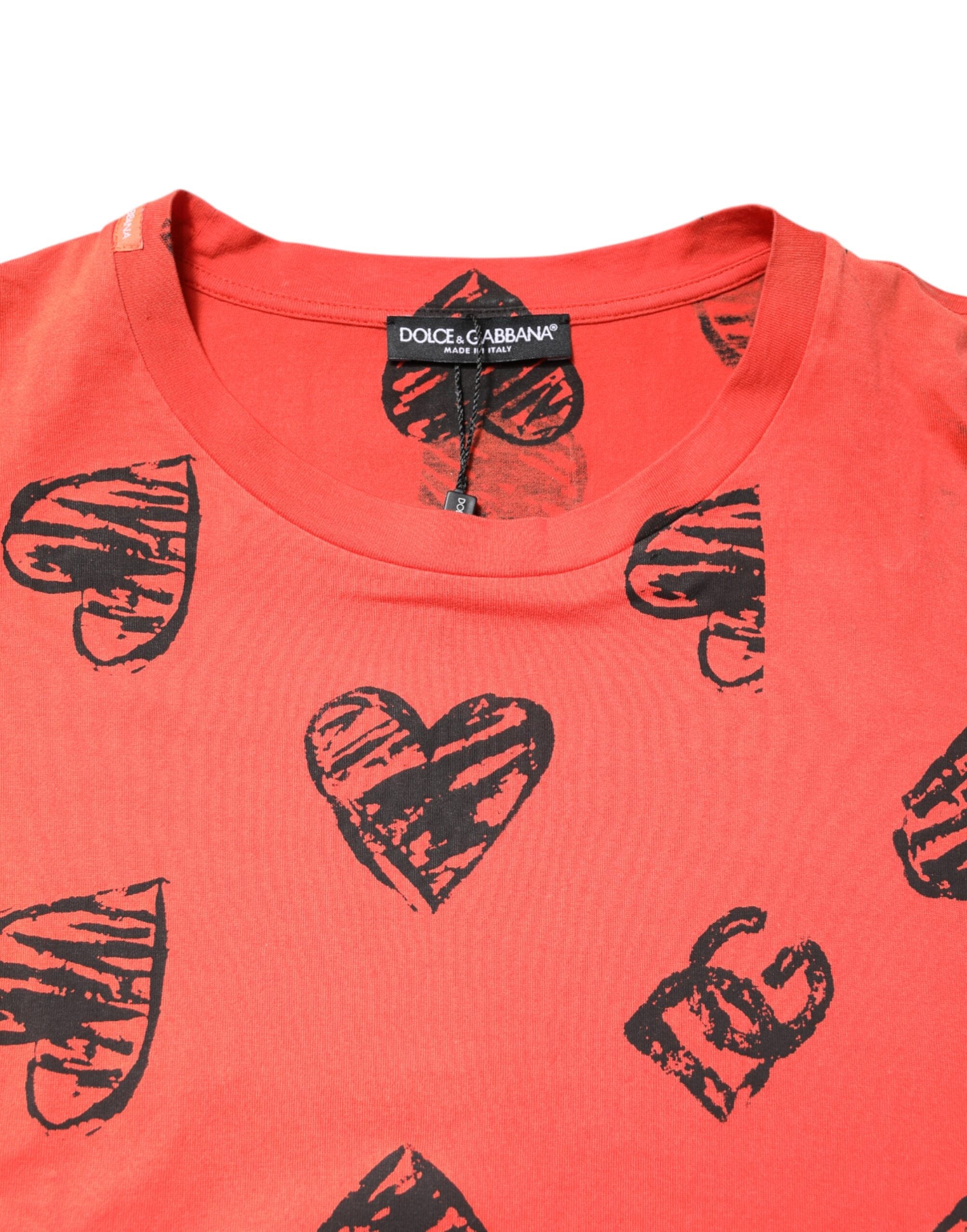 Red Cotton Short Sleeve DG Heart Logo T-shirt