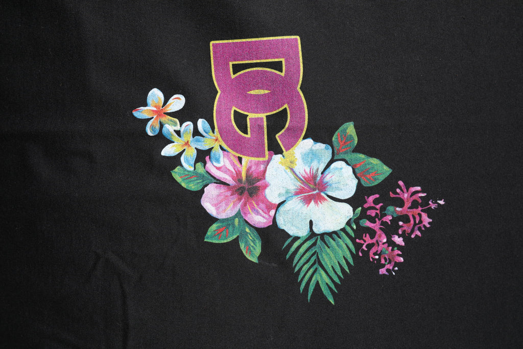 Black DG Floral Print Crew Neck T-shirt