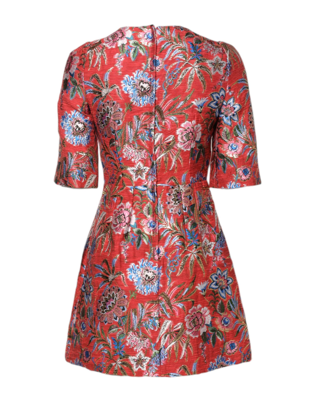Red Floral Jacquard A-line Mini Dress