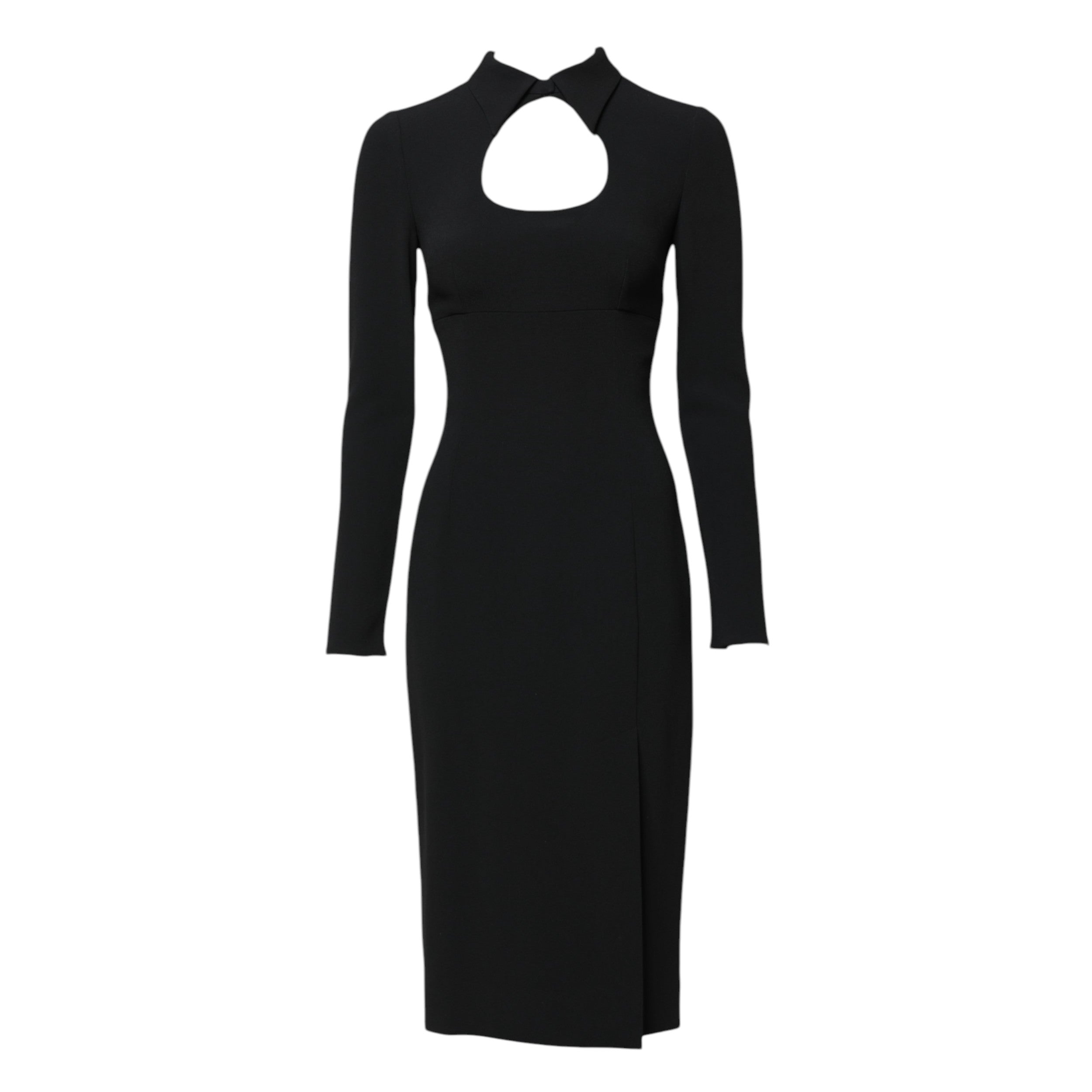 Black Long Sleeves Bodycon Sheath Midi Dress