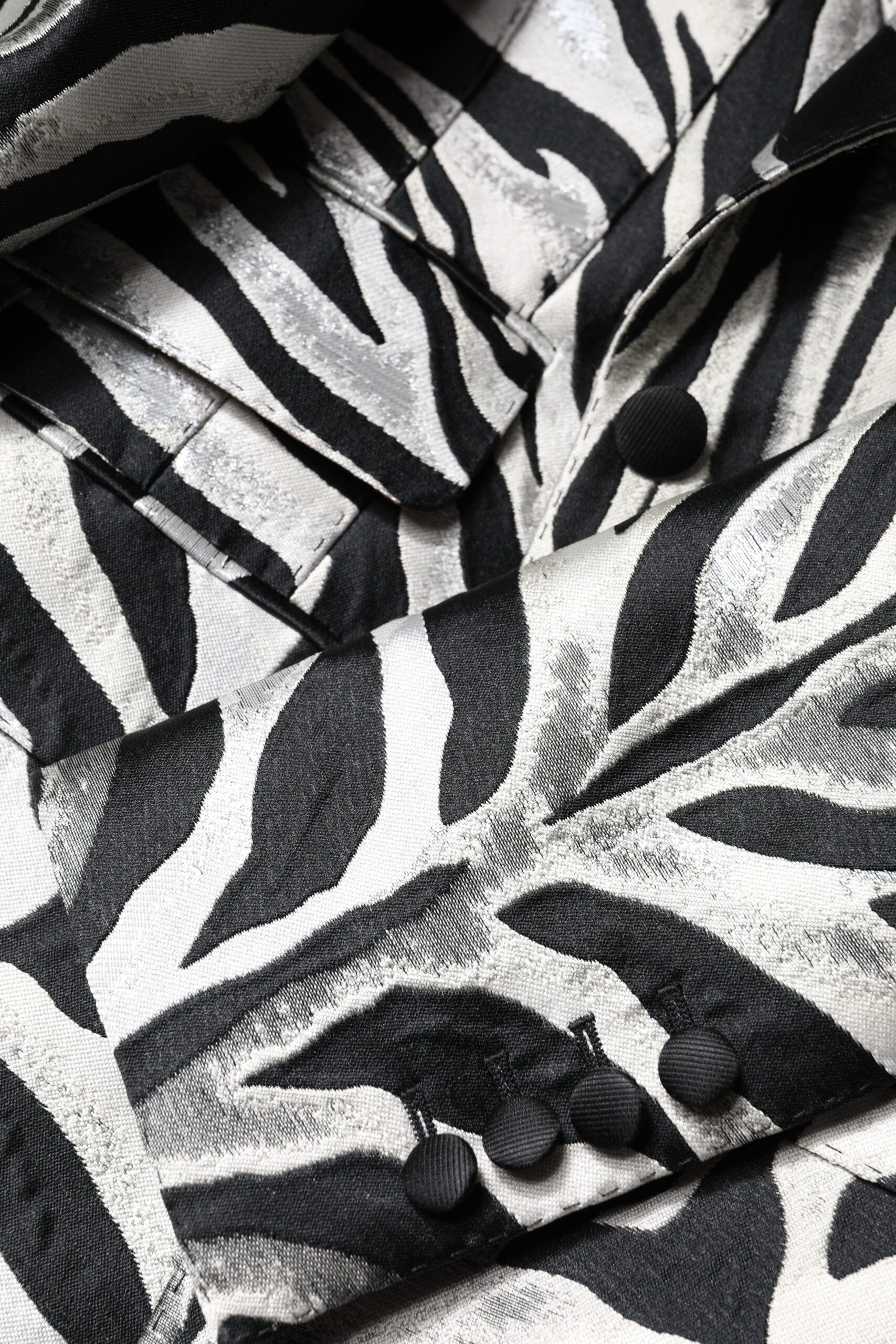 Black White Polyester Women Blazer Jacket