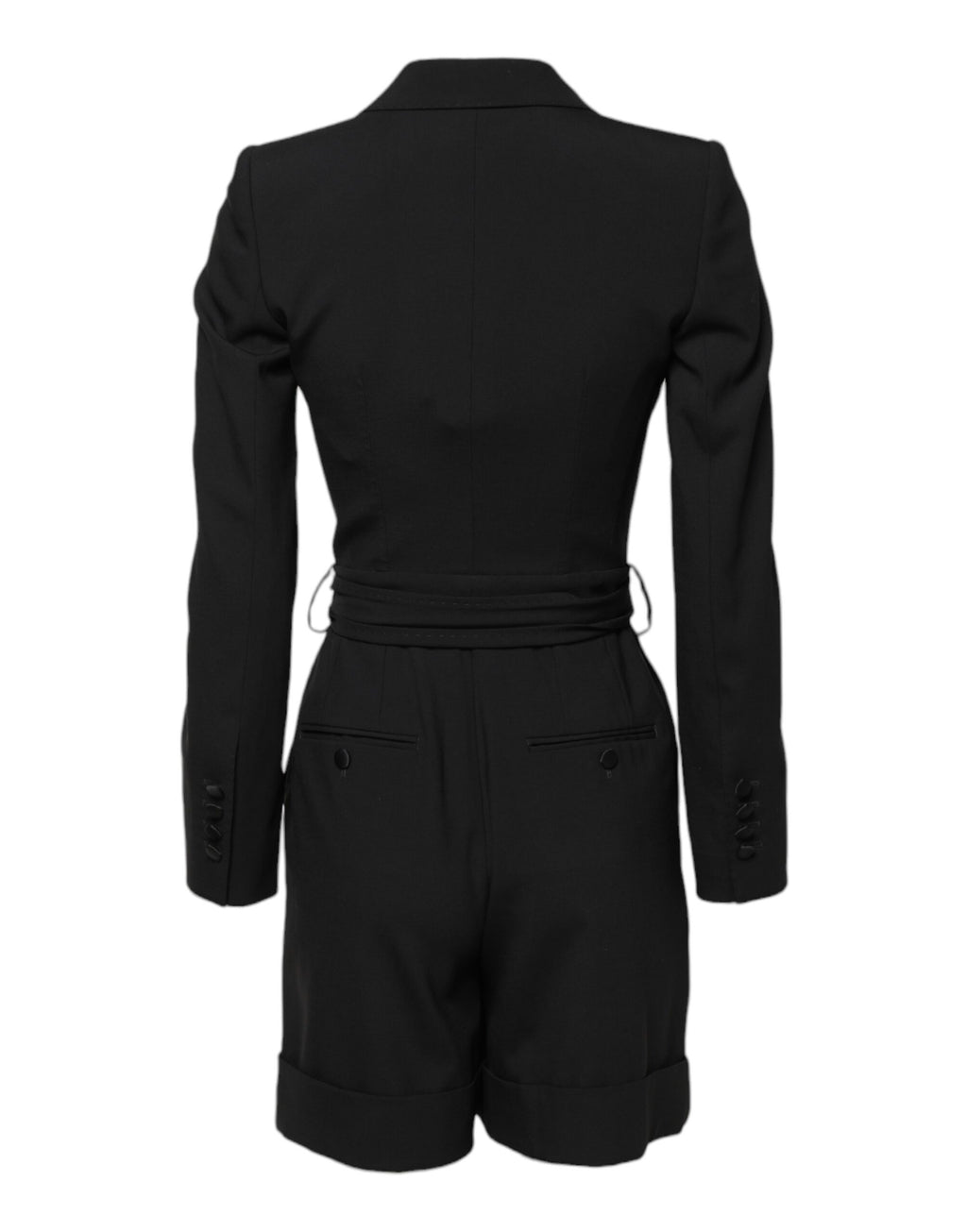 Black Wool Jumpsuit Dress Women Coat Jacket