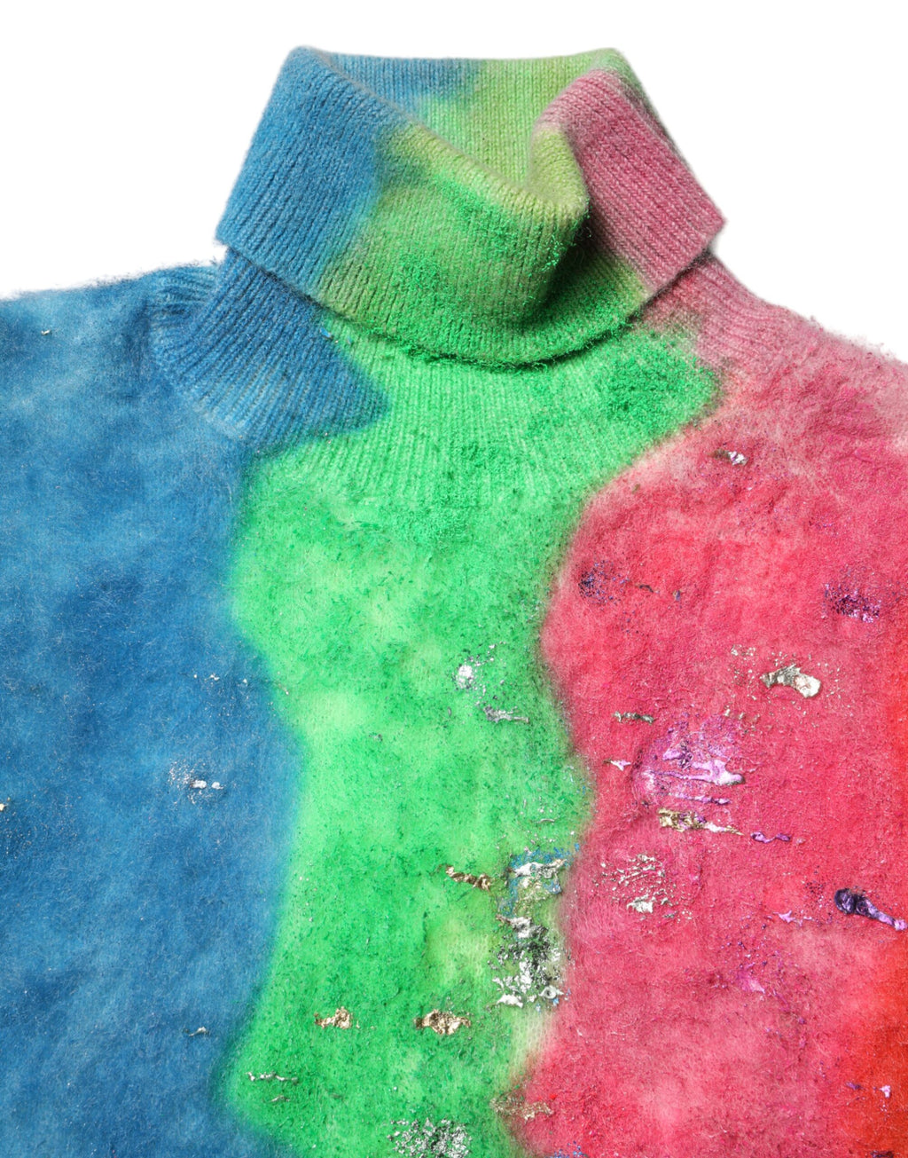 Multicolor Mohair Turtleneck Pullover Sweater