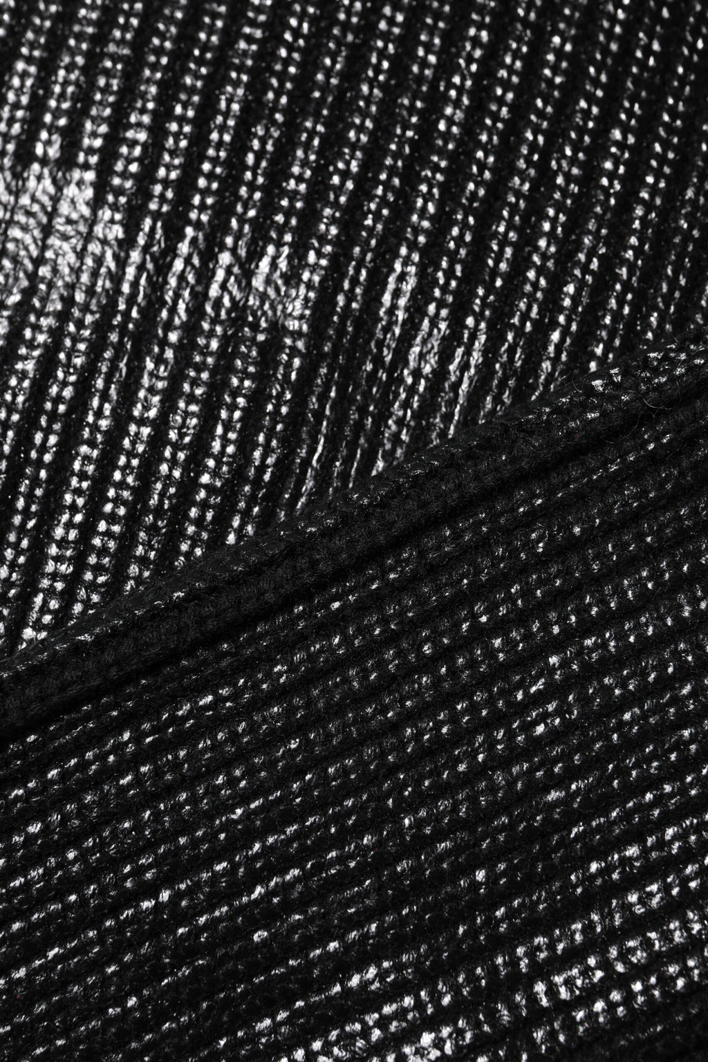 Black Wool Long Sleeve Turtleneck Cropped Top