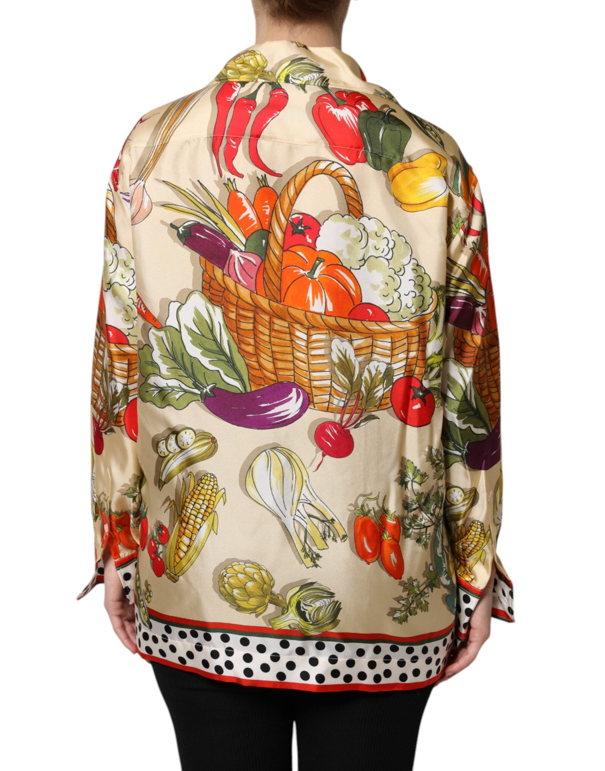 Multicolor Vegetables Silk Long Sleeves Top
