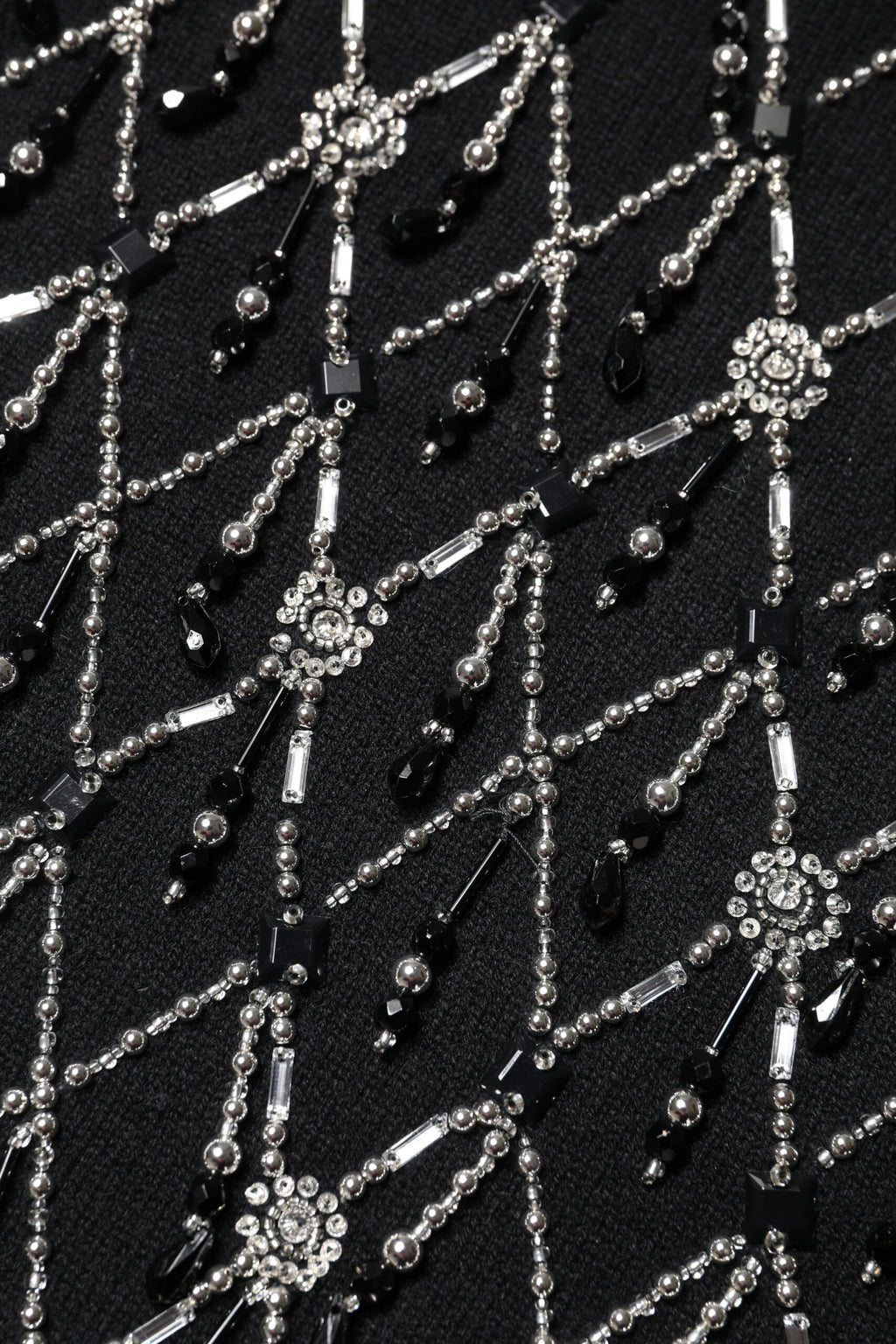 Black Cashmere Embellished Long Sleeves Top