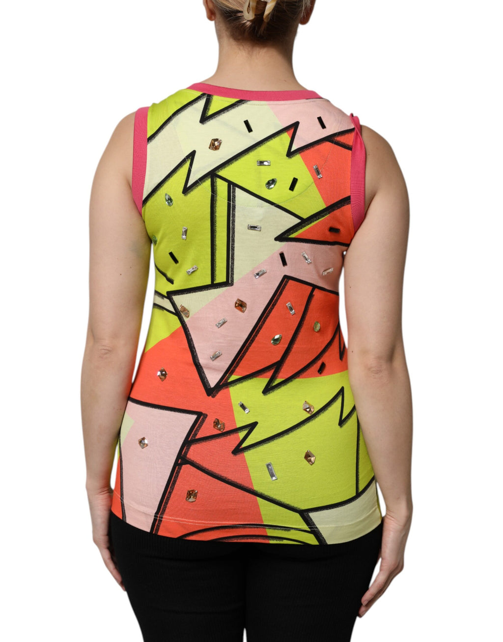 Multicolor Printed Crystal Embellishment Top