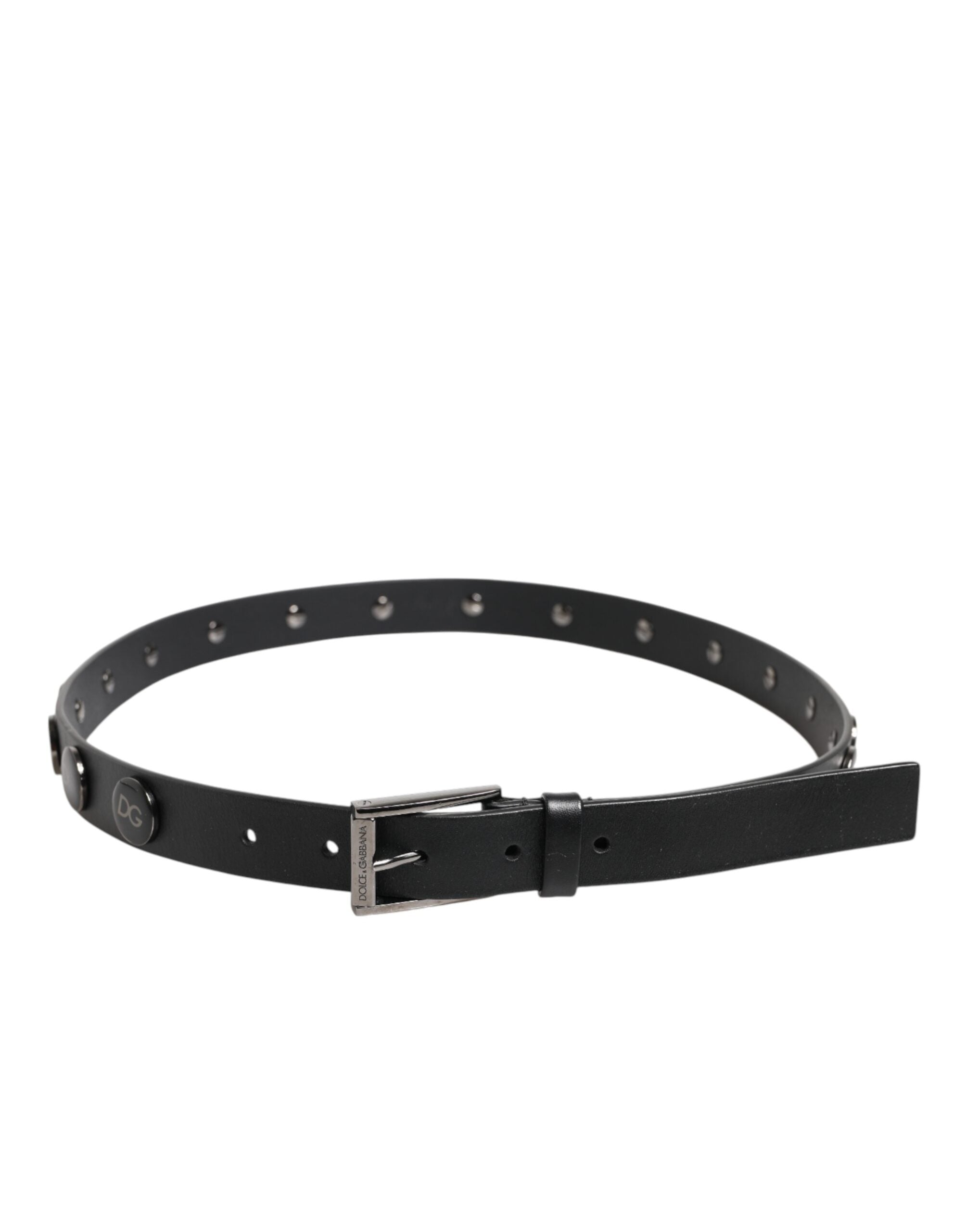 Black Luxury Leather DG Studs Buckle Belt