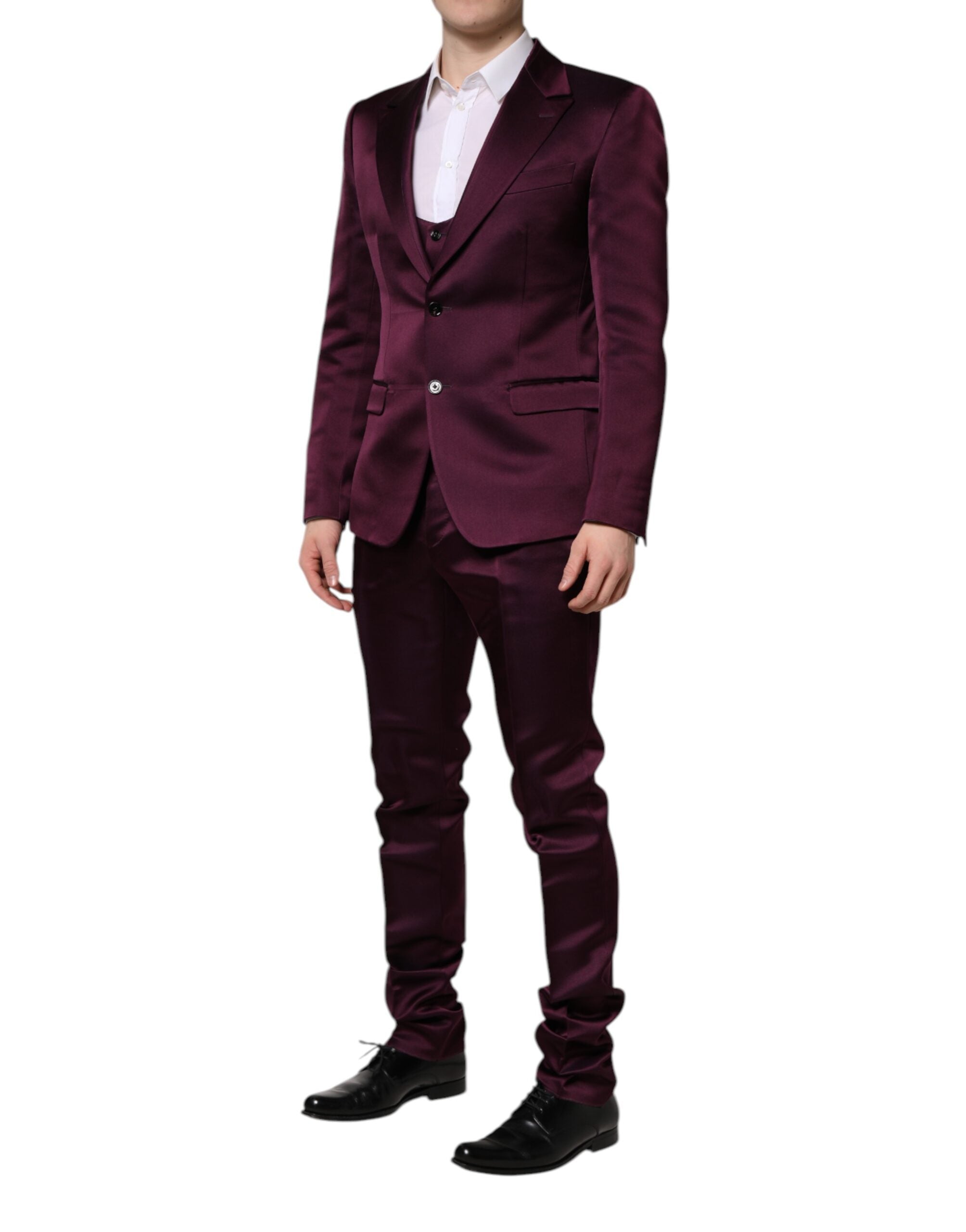 Dark Purple Silk 3Piece Single Breasted Suit