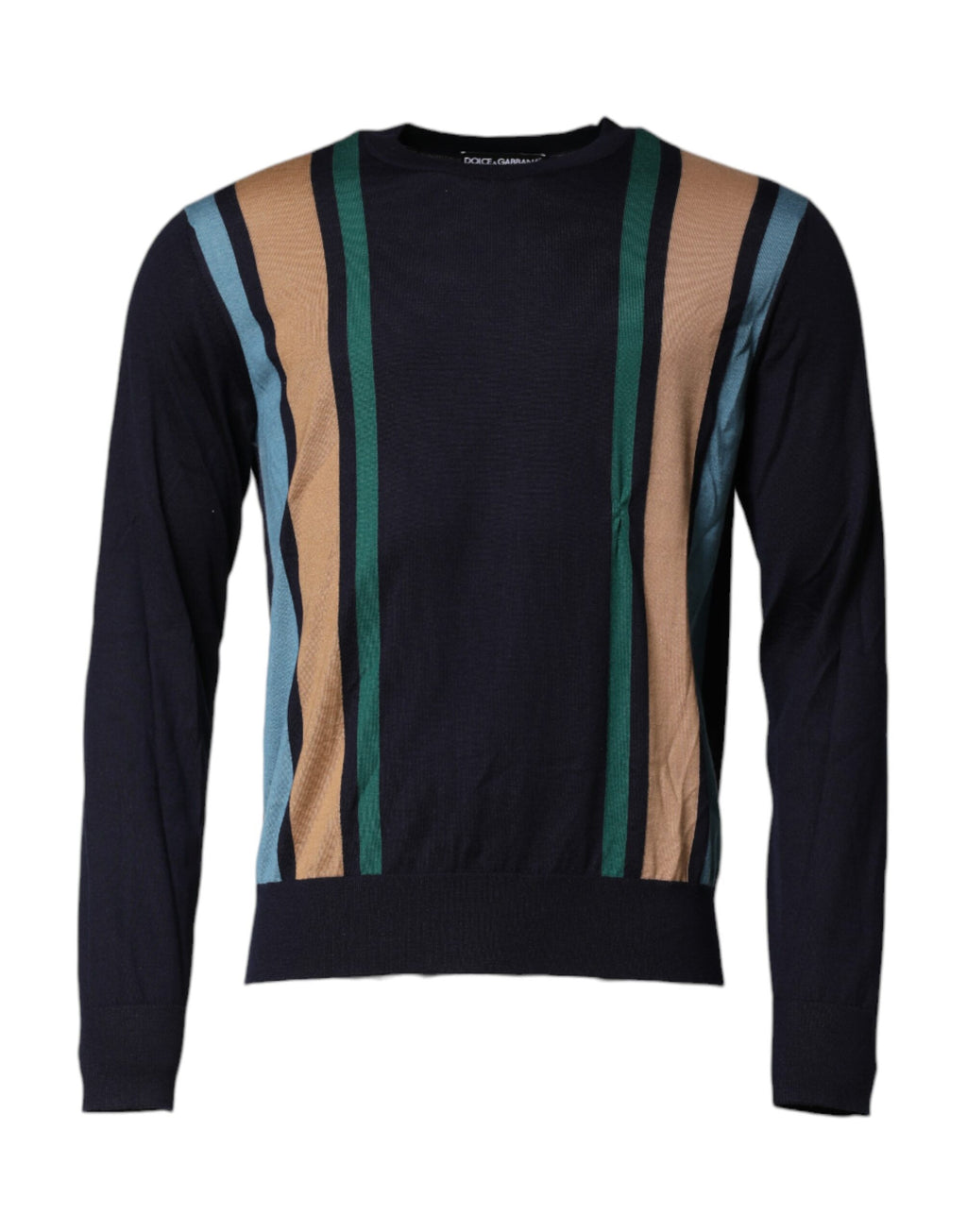 Multicolor Stripes Crew Neck Pullover Sweater