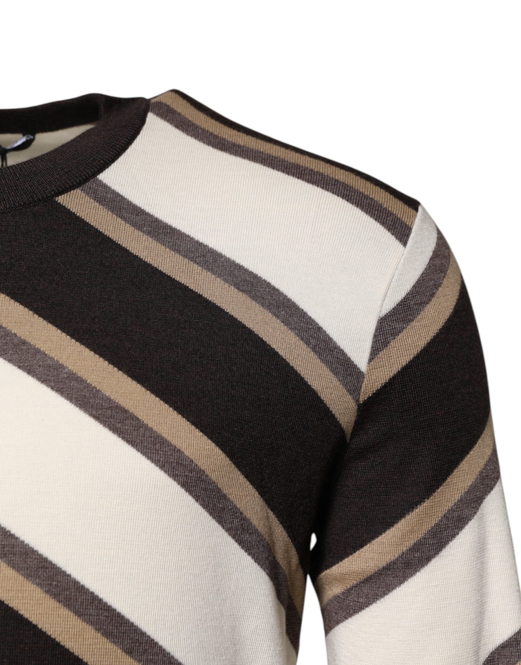 Multicolor Stripes Crew Neck Pullover Sweater