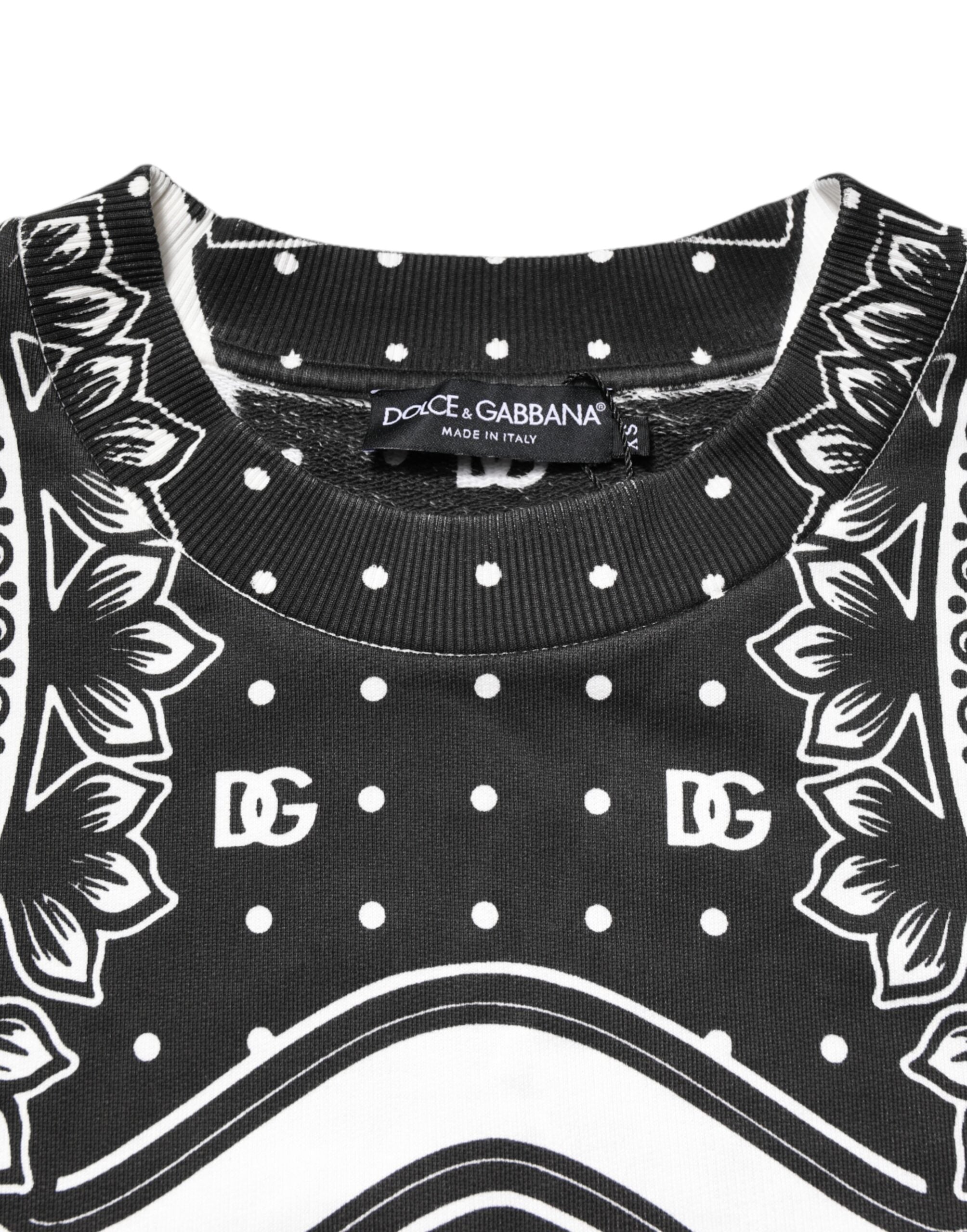 Black White Bandana Cotton Men Sweatshirt Sweater