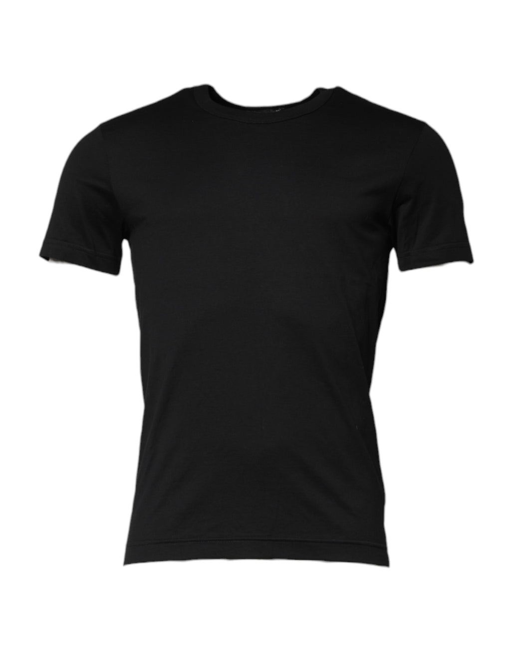 Black Cotton Short Sleeves Round Neck T-shirt