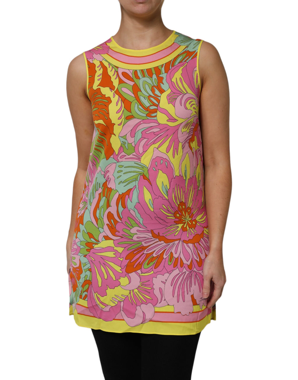 Multicolor Floral Round Neck Sleeveless Top