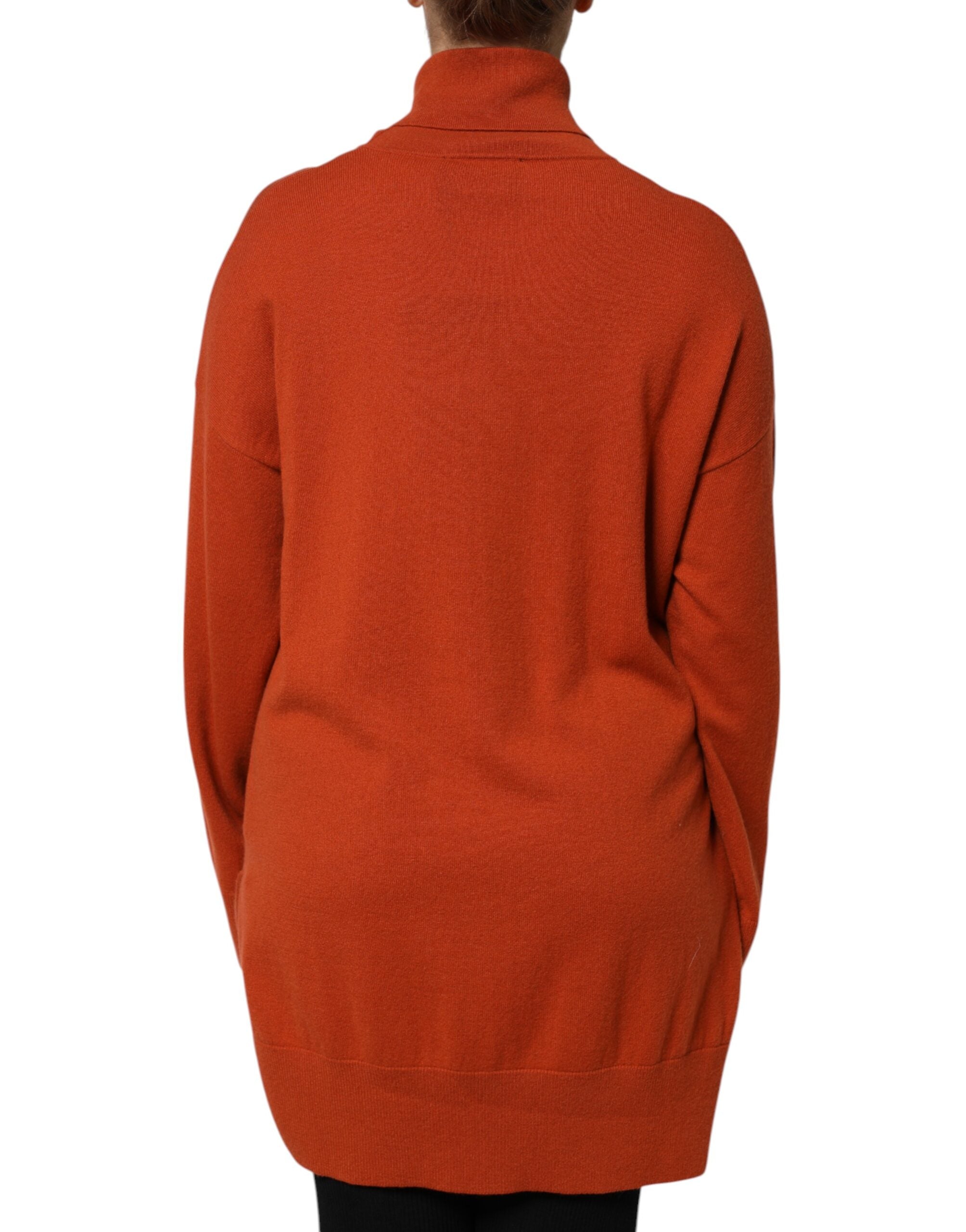 Dark Orange Long Sleeves Turtleneck Sweater
