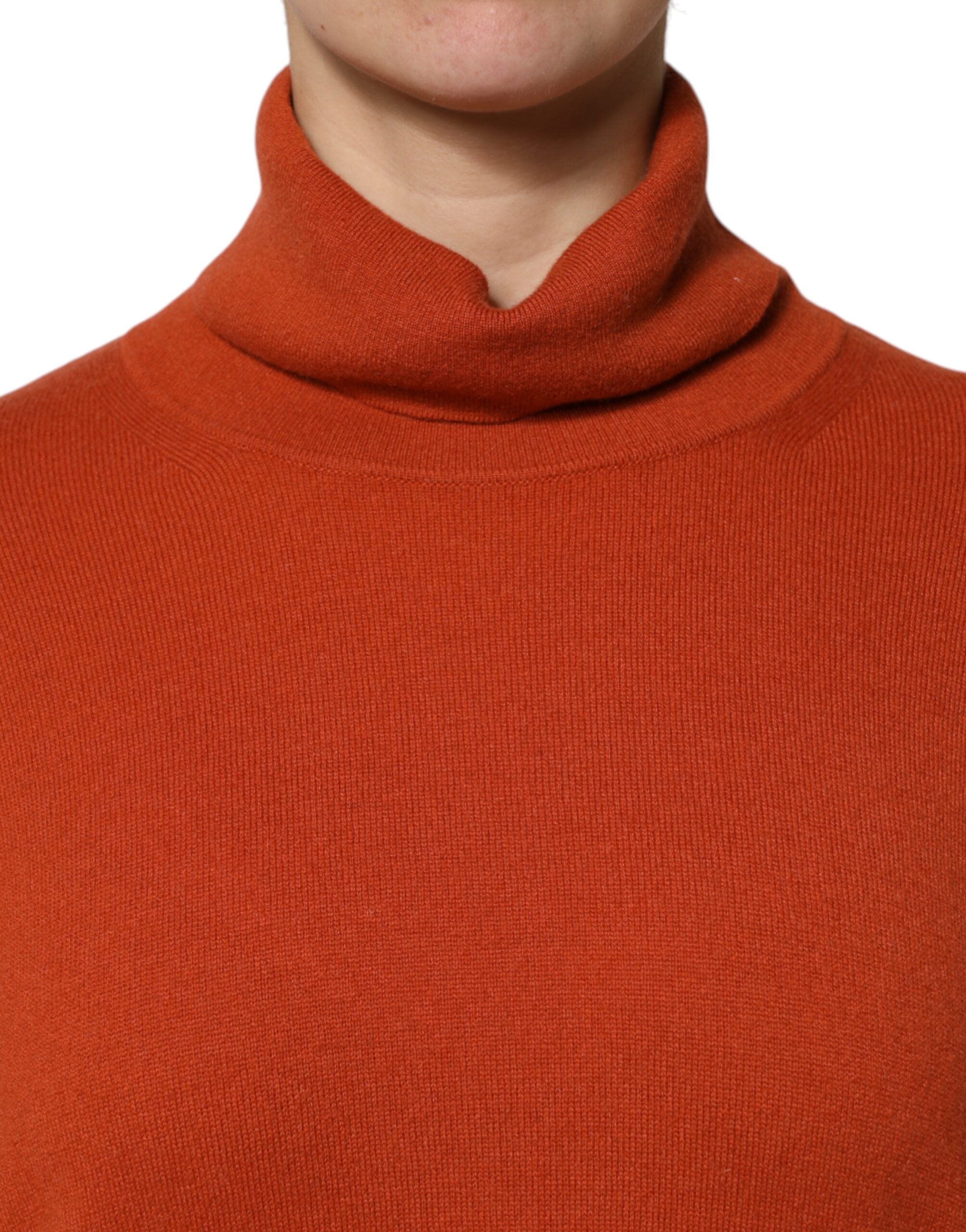 Dark Orange Long Sleeves Turtleneck Sweater