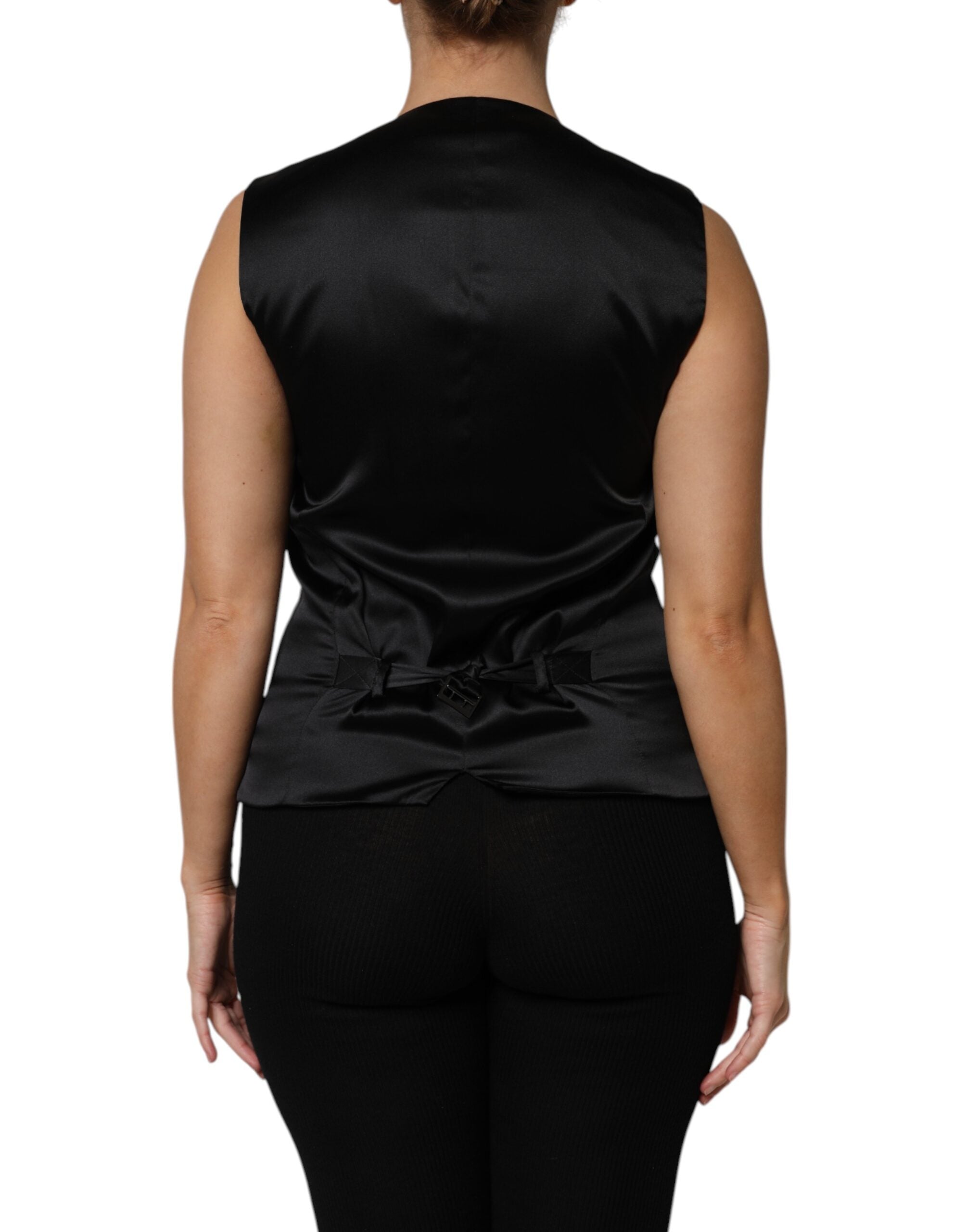 Silver Floral Jacquard Sleeveless Vest Top