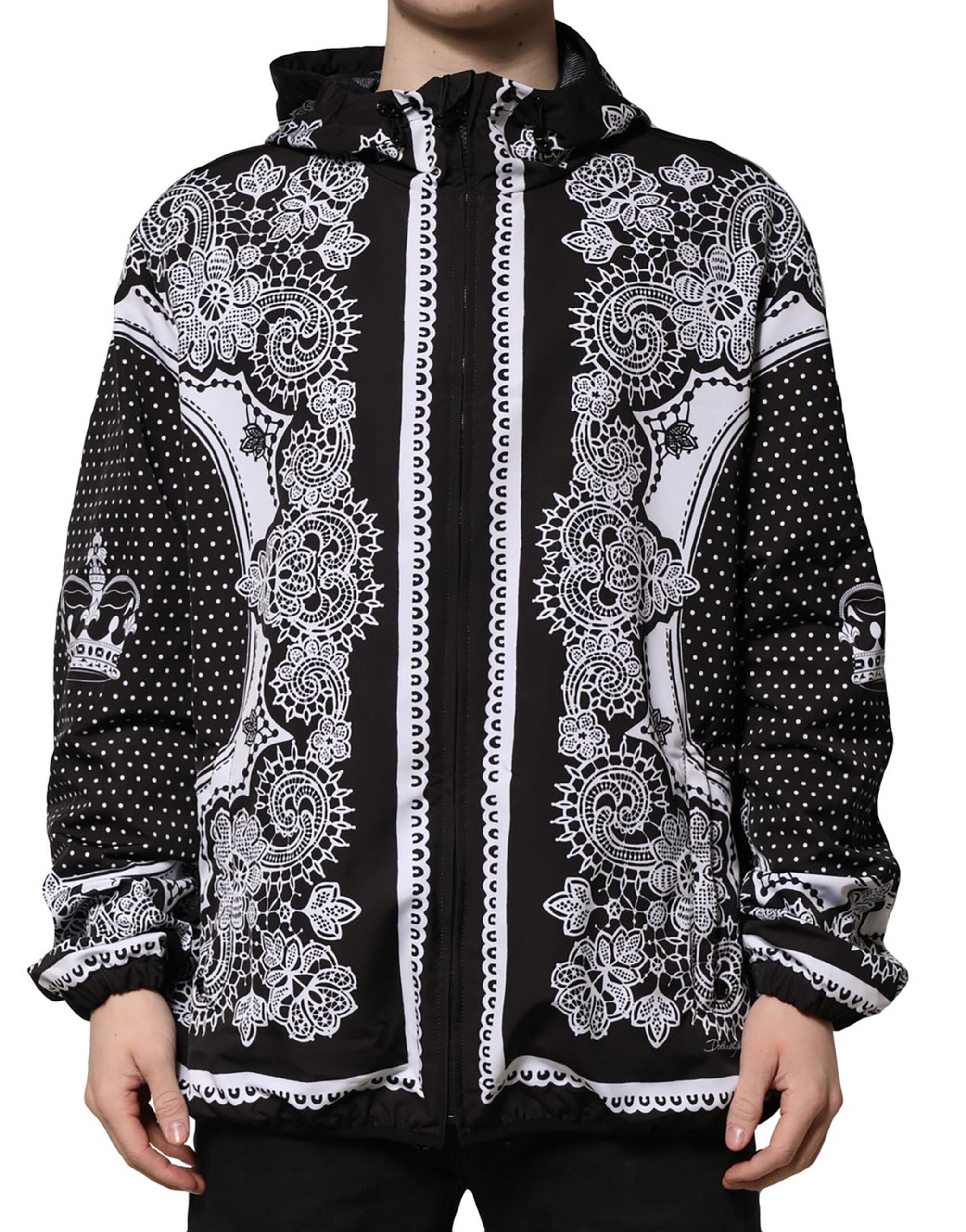 Black Bandana Print Hooded Bomber Jacket