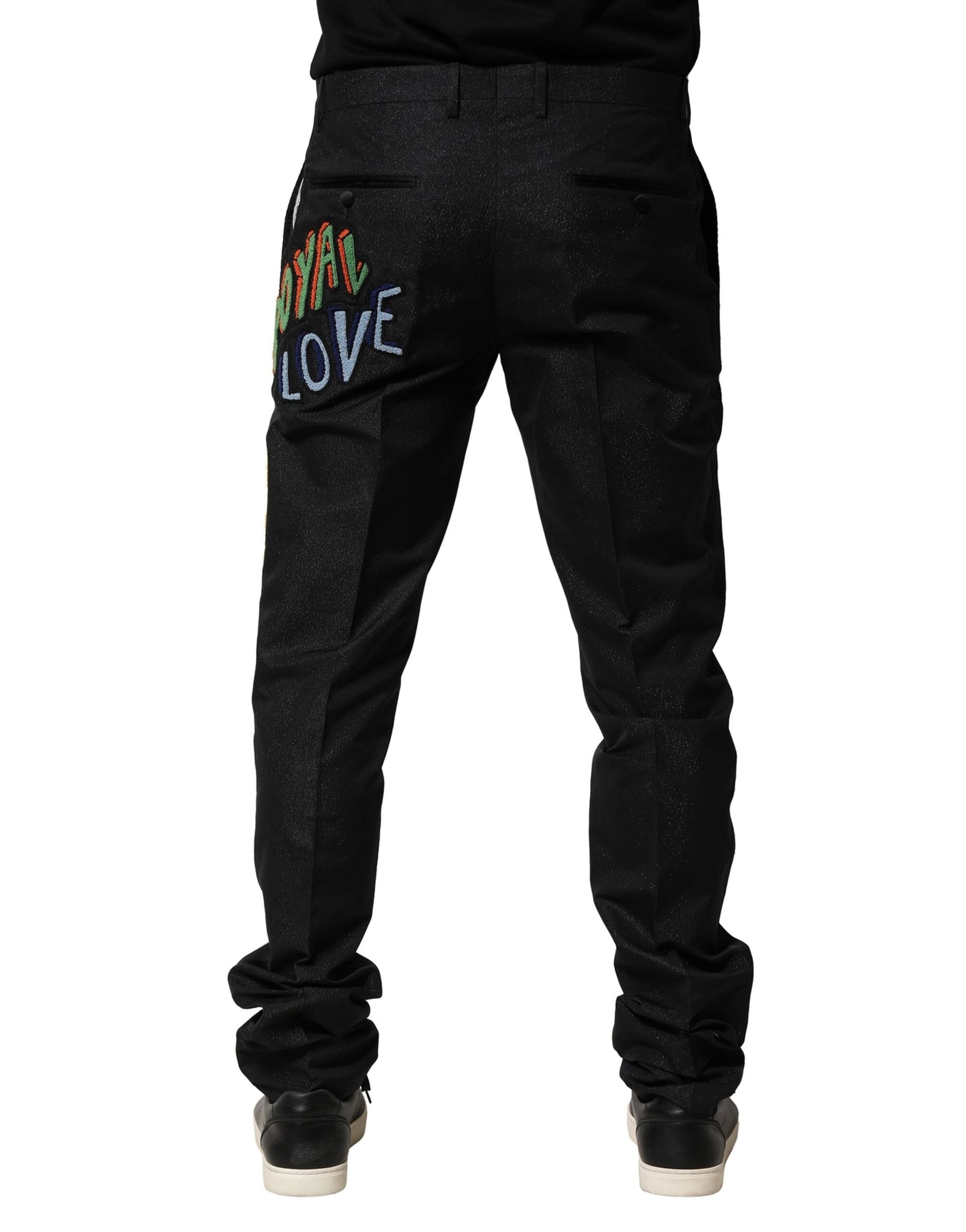 Black Graphic Embroidery Men Pants