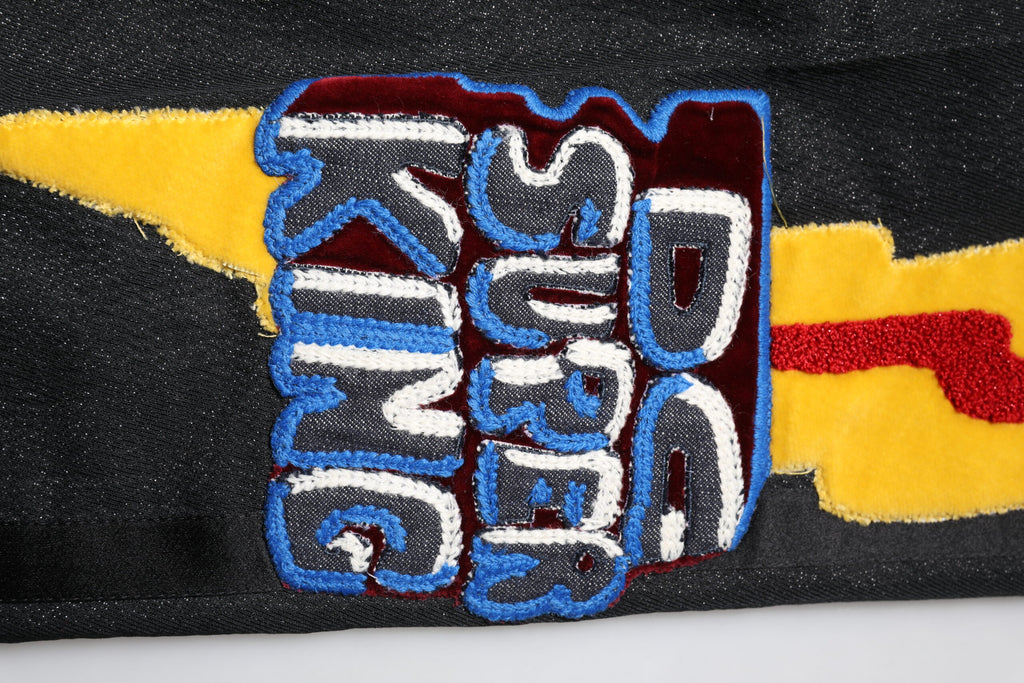 Black Graphic Embroidery Men Pants