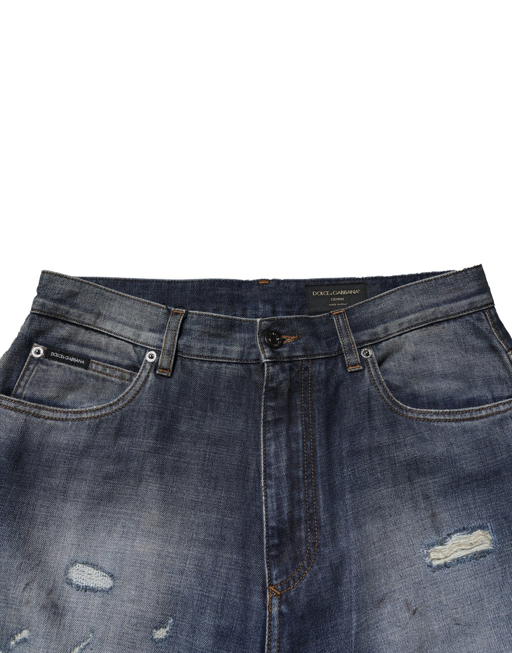 Blue Washed Tattered Cotton Men Jeans