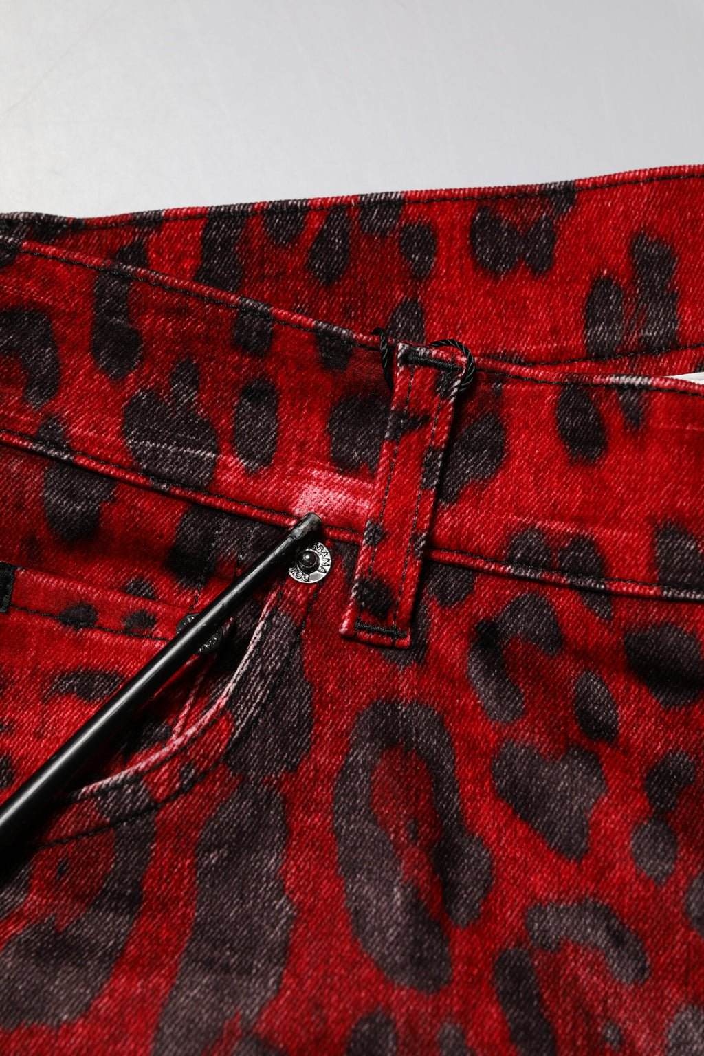 Red Leopard Print Cotton Skinny Denim Jeans