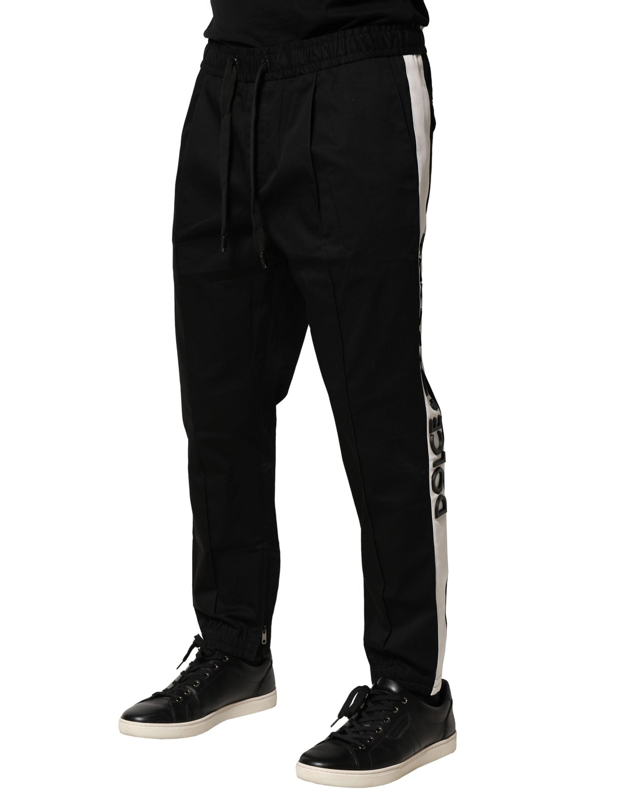 Black Cotton Mid Waist Jogger Pants