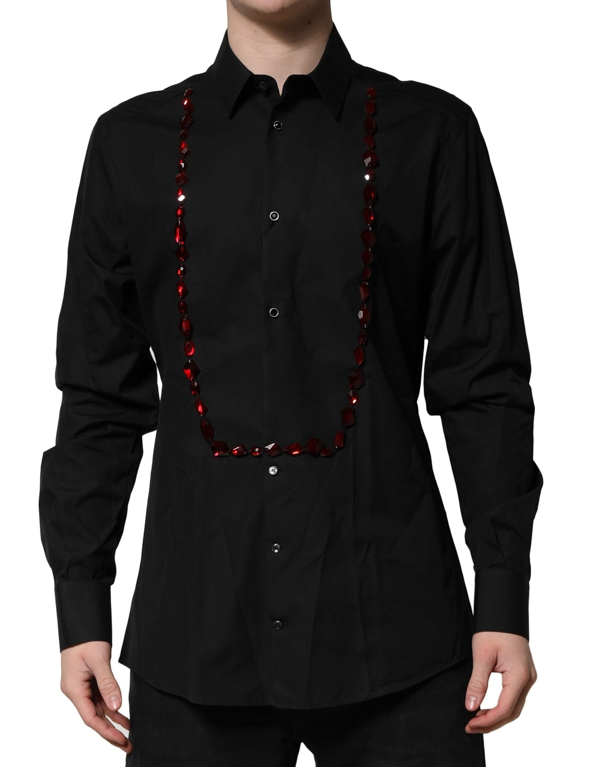 Black Crystal GOLD Formal Men Dress Shirt