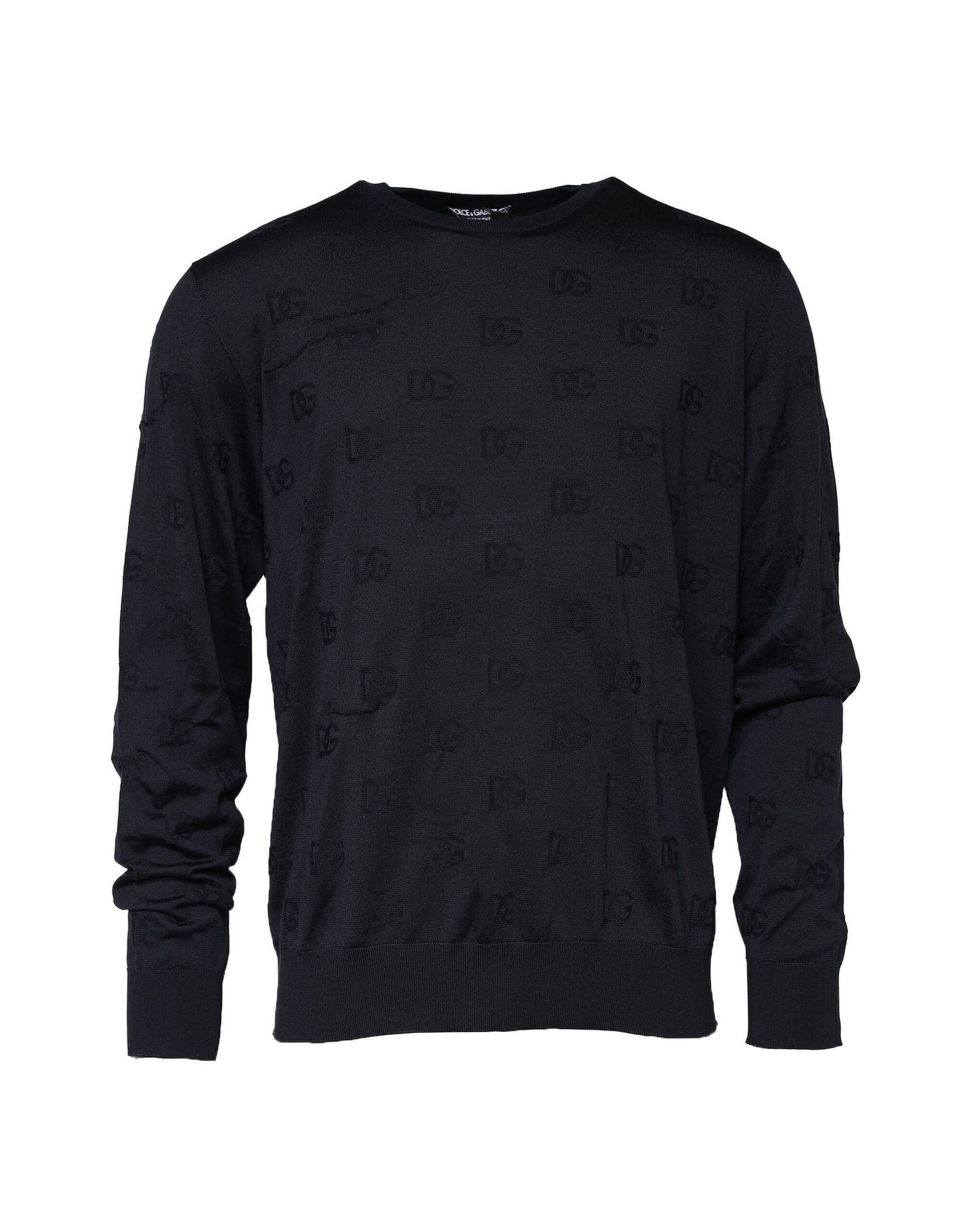 Black Silk Crew Neck Sweatshirt Sweater