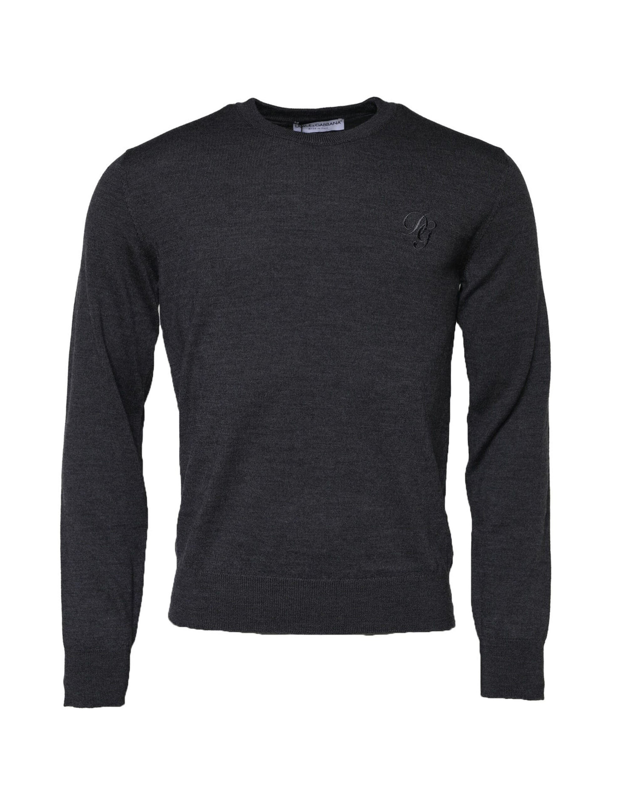 Dark Gray Wool Crew Neck Sweatshirt Sweater