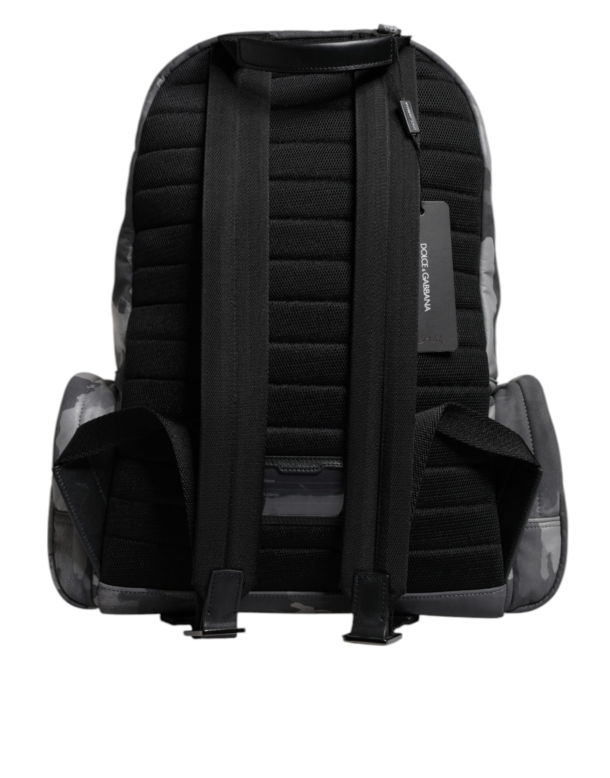 Gray Cotton Camouflage Logo Plaque Backpack Bag