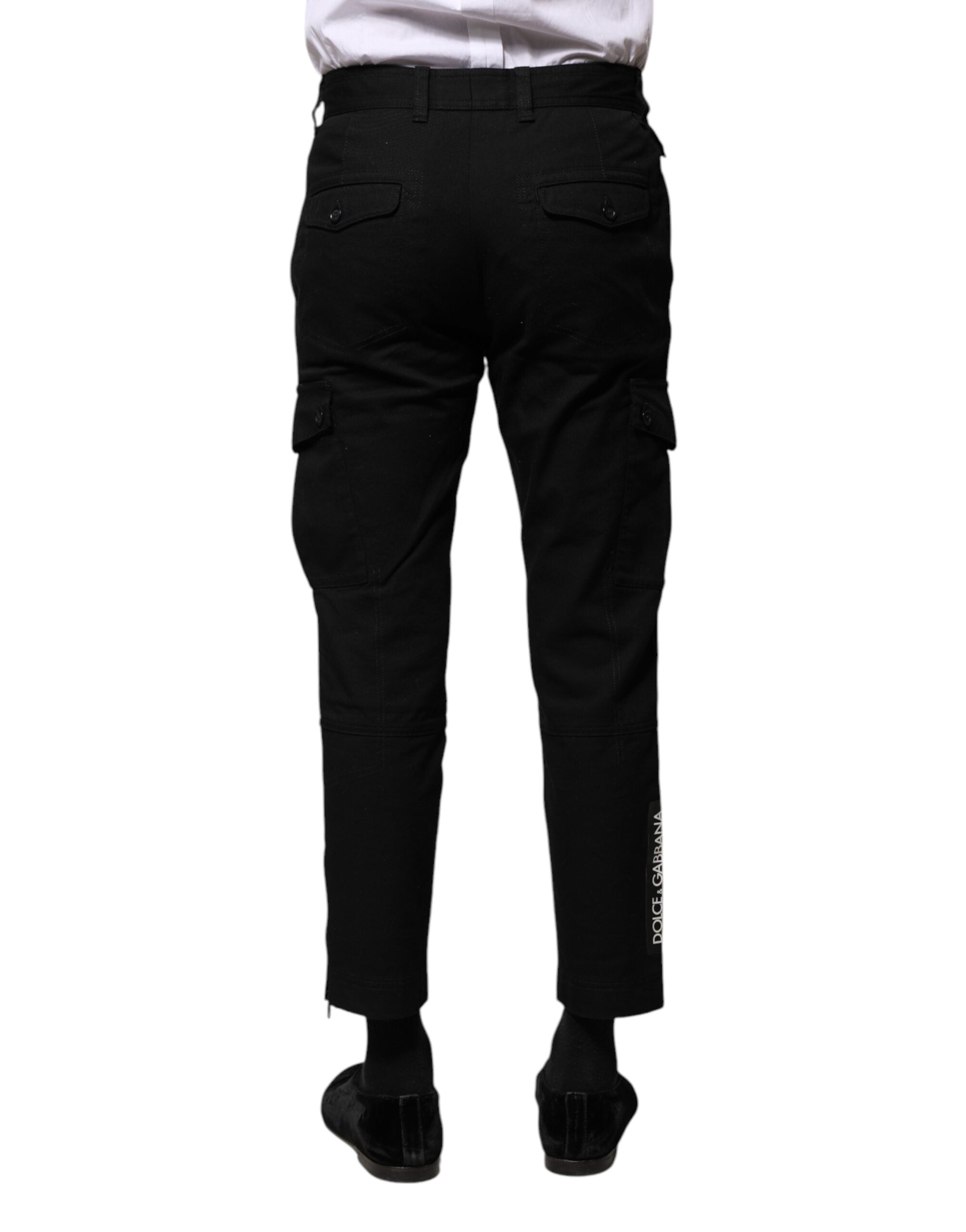 Black Cotton Formal Men Cropped Pants