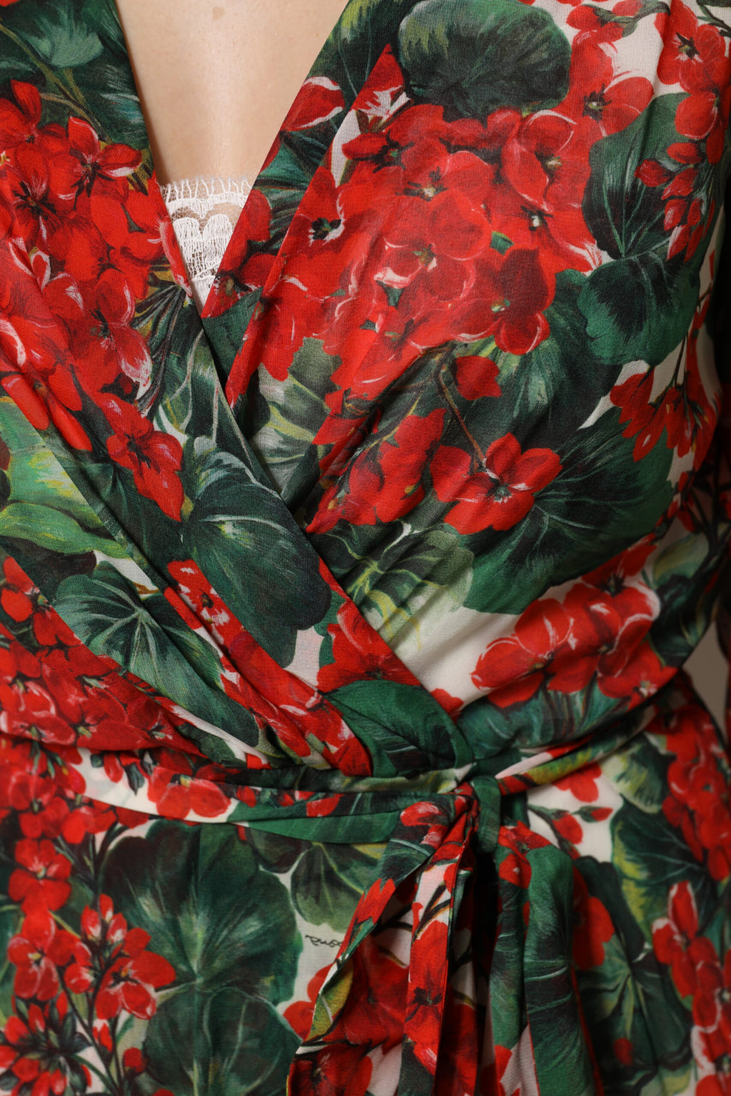 Dolce & Gabbana Multicolor Floral Long Sleeves V-neck Dress