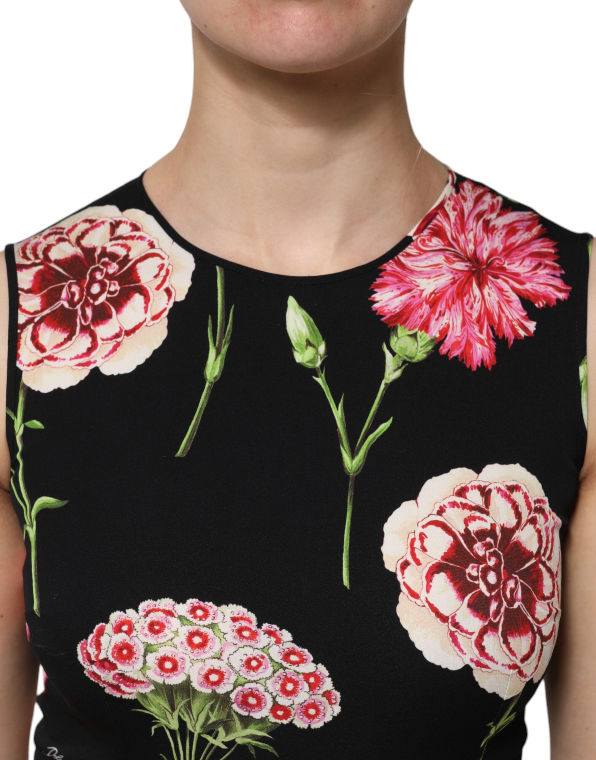 Black Floral Print Sleeveless Tank Blouse Top