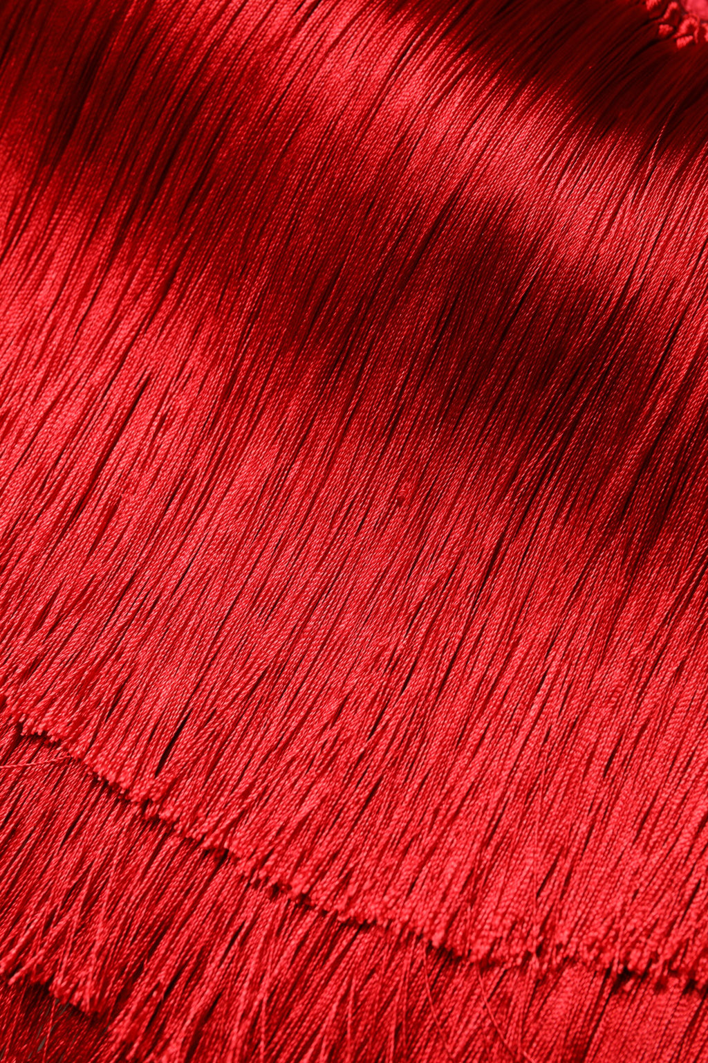 Red Silk Strapless Fringe Crop Tube Top
